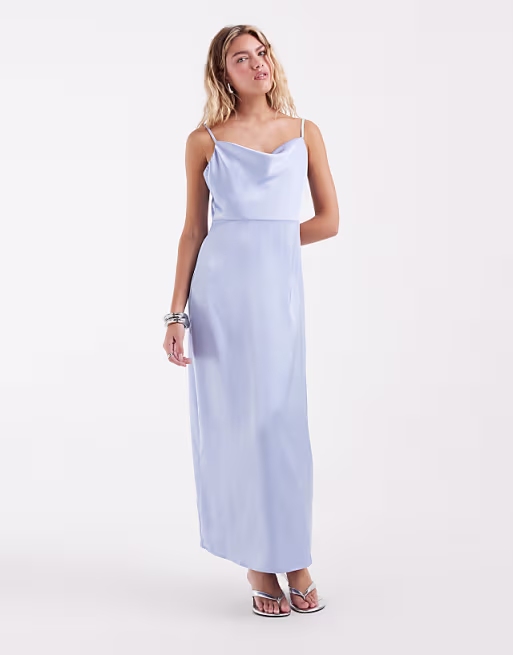 ONLY satin maxi dress in light blue