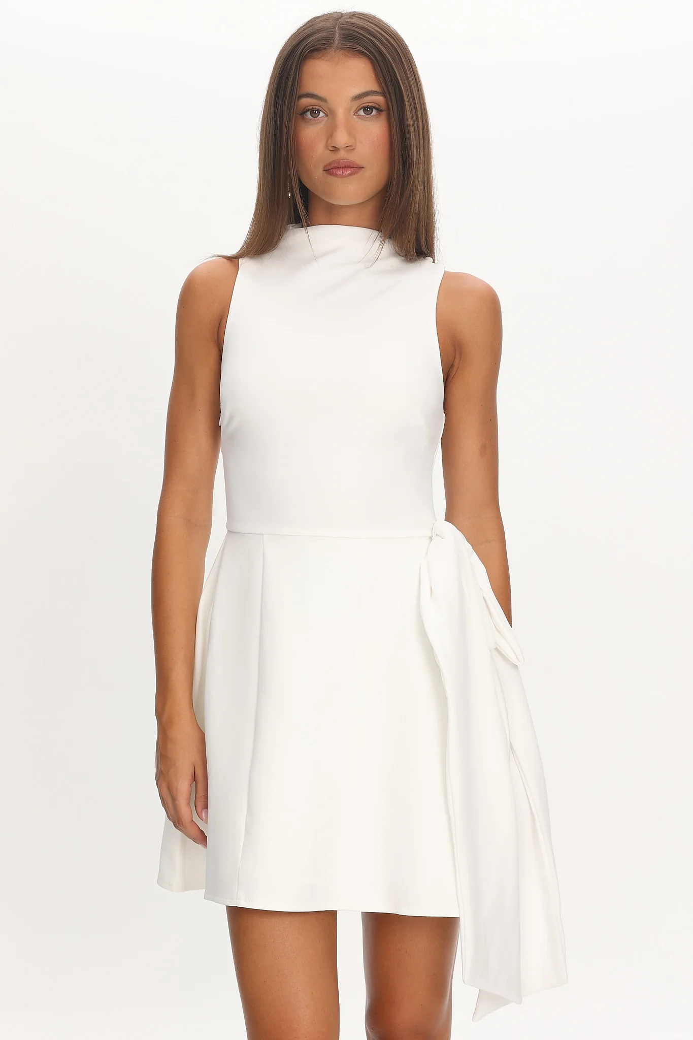 Breaker High Neck Mini Dress White White - luluinthesky