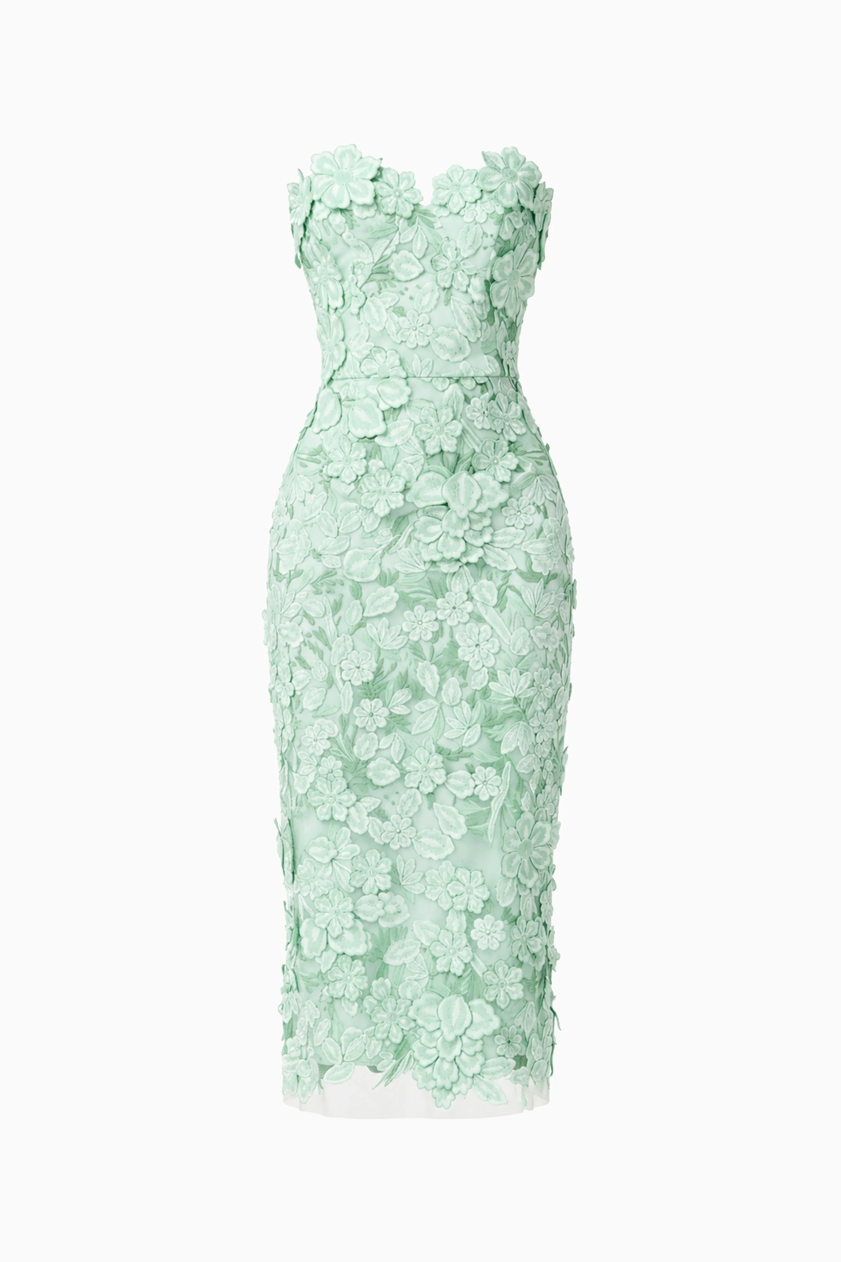 Roseate Strapless Midi Dress in Mint Green