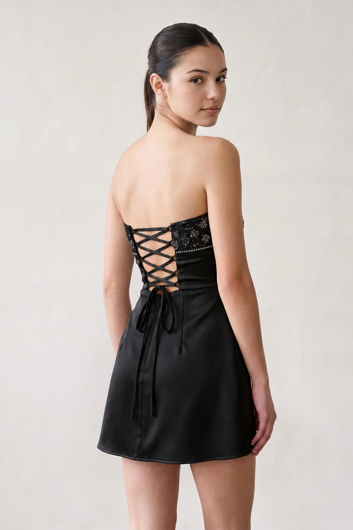 Aqua Strapless Appliqued Satin Sheath Homecoming Dress