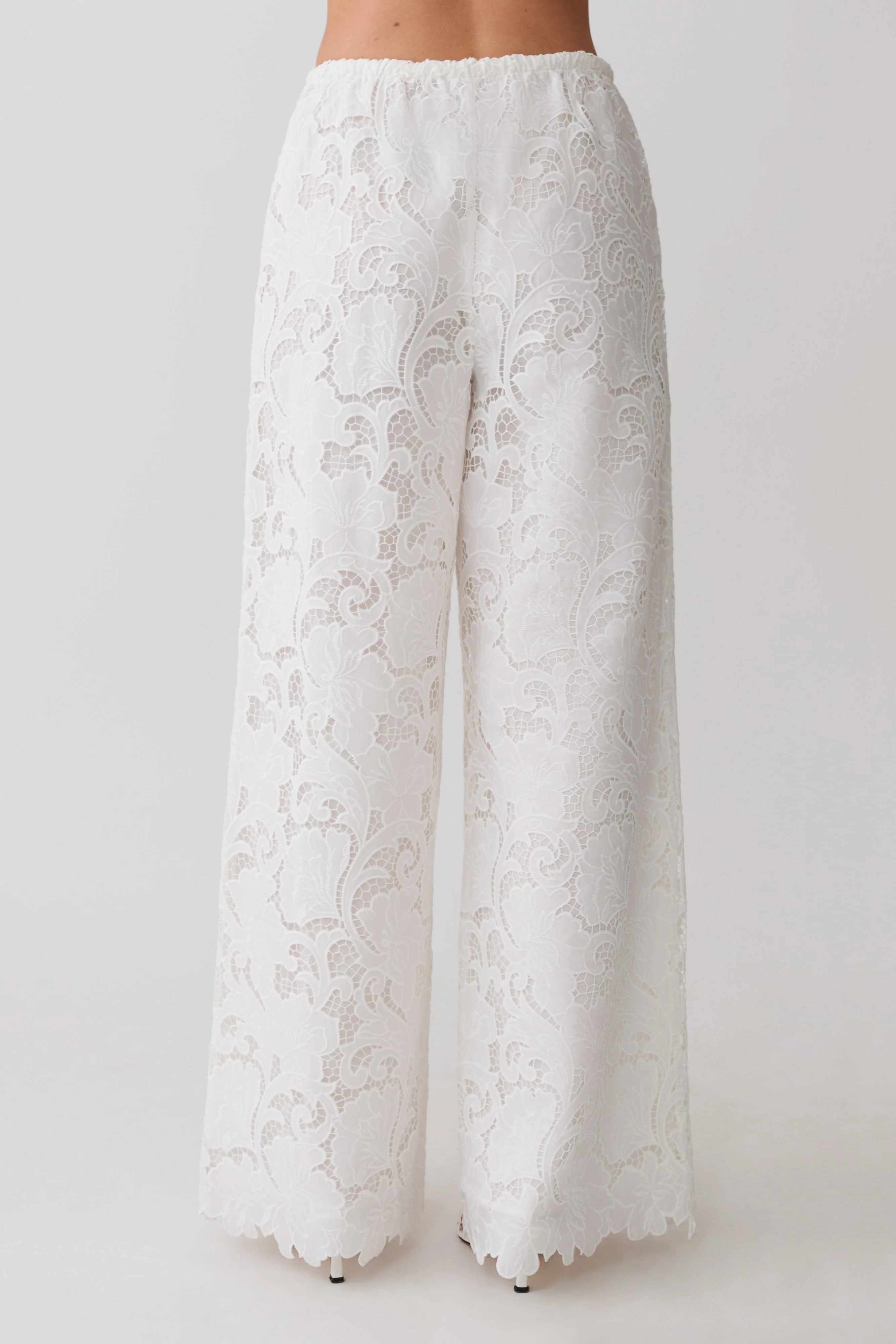 Tessa Broderie Straight Leg Pants - White