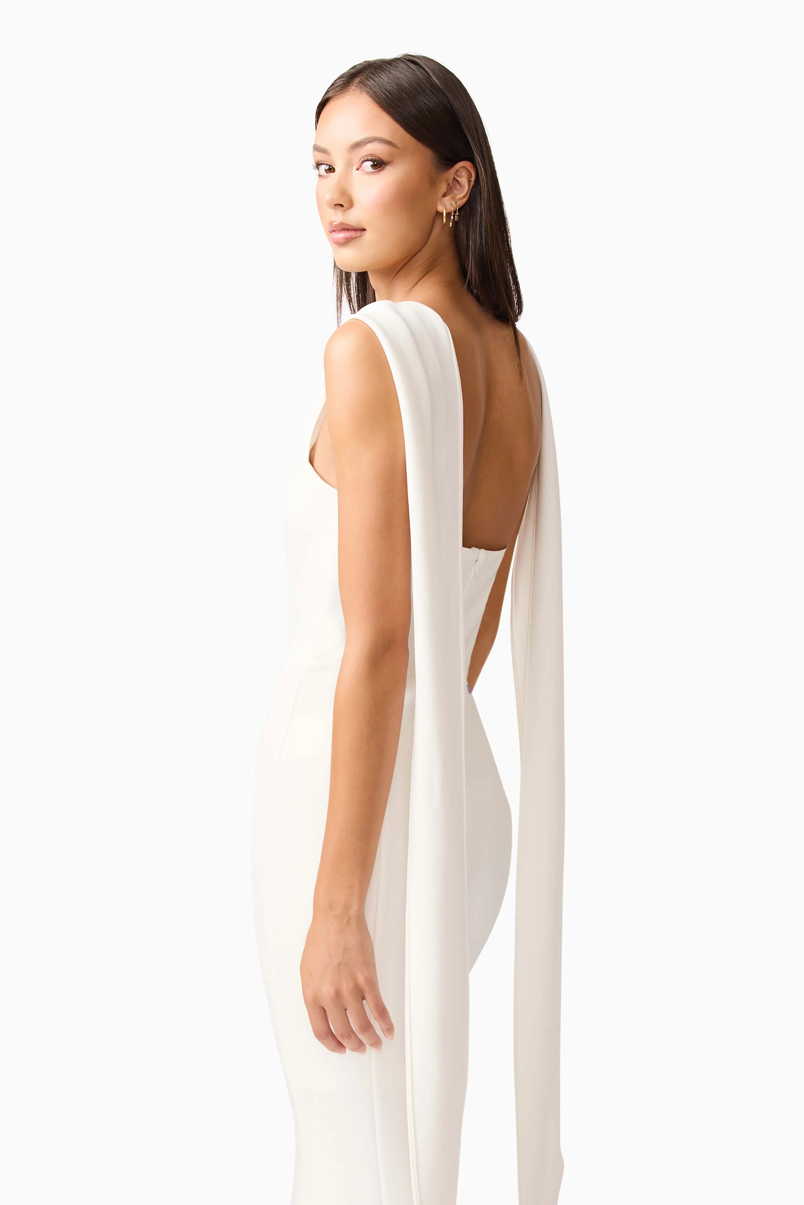Mira Halter Gown in White