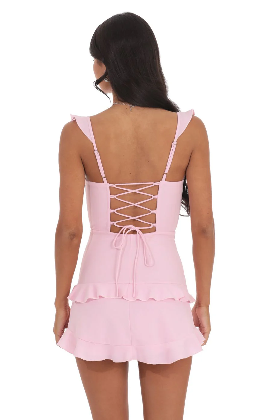 Ruffle Bodycon Dress in Pink