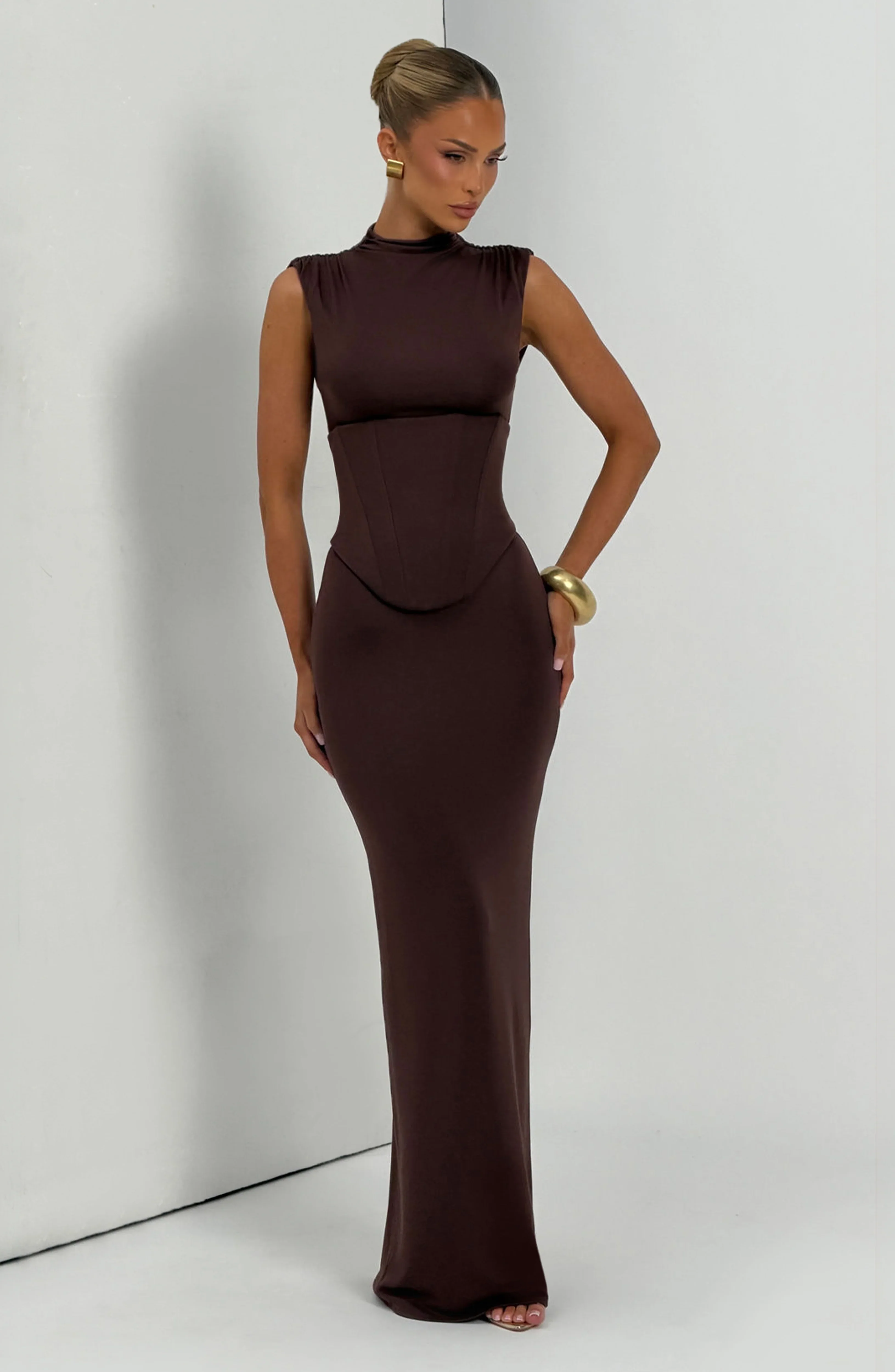 Soline Maxi Dress - Plum Brown