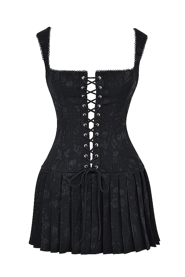 Black Pleated Mini Dress