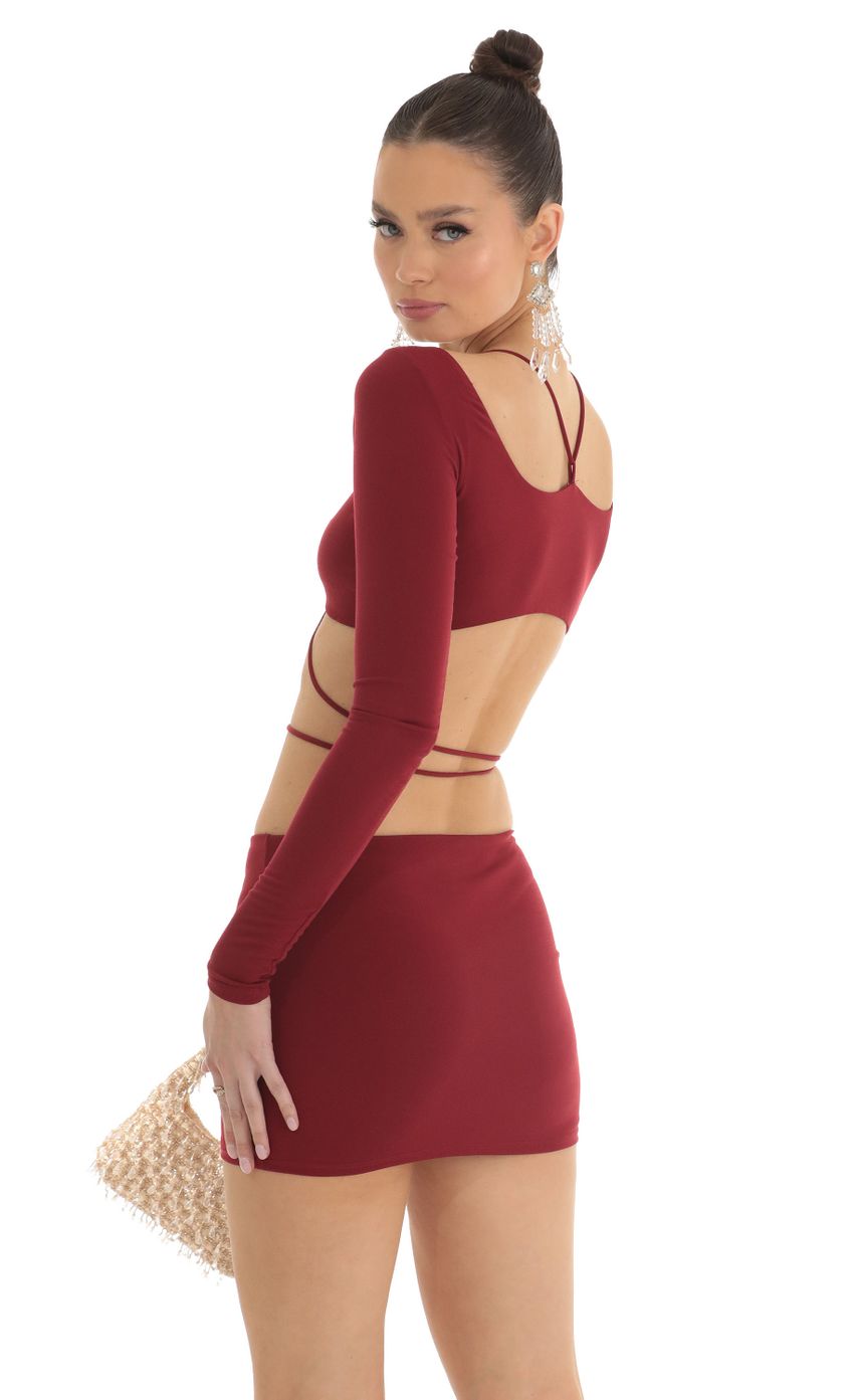 Cutout Two Piece Skirt Set in Red