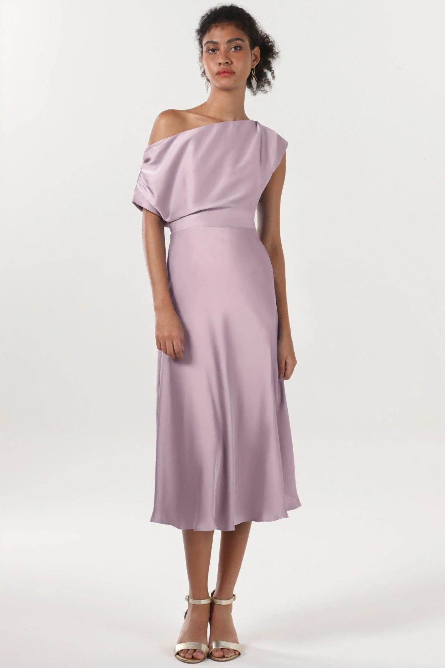 Sheath-Column Midi Luxe Satin Bridesmaid Dress CS0611BM
