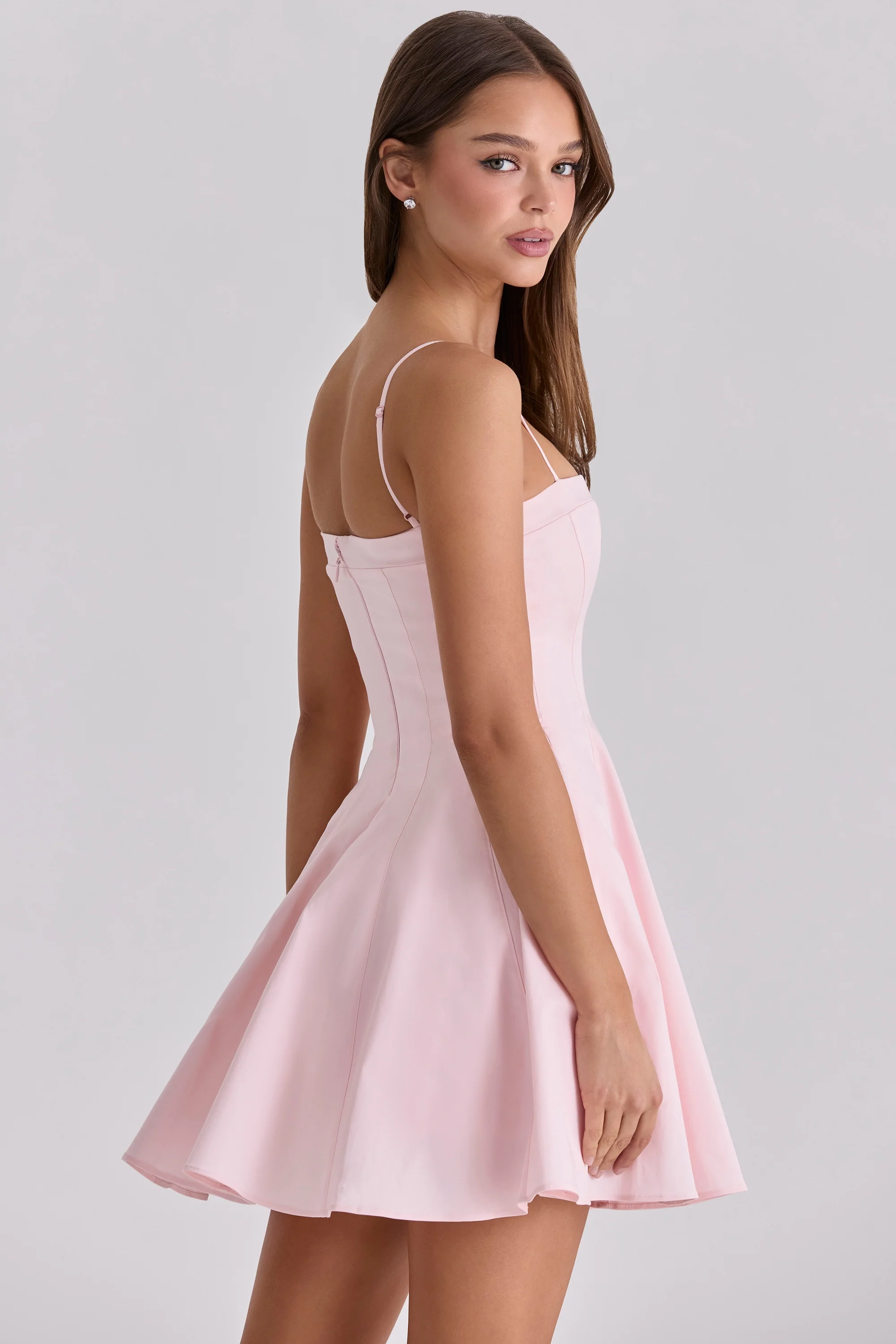 pink cotton flared mini sundress