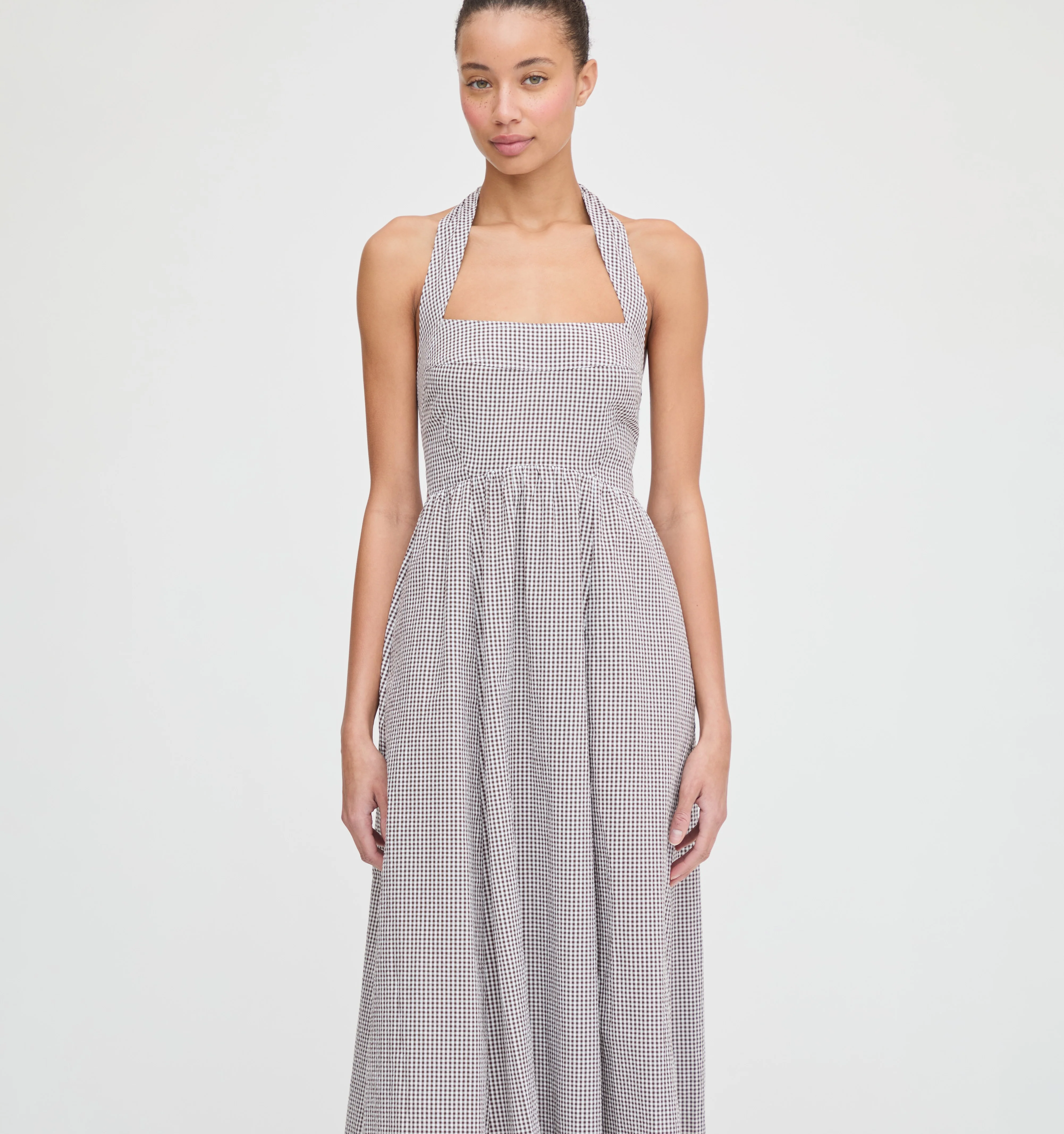 The Fleur Midi Dress - Chocolate Gingham