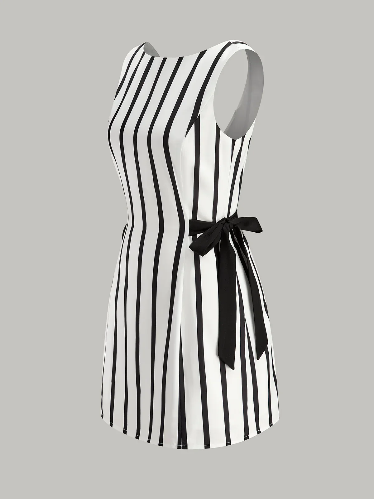 Striped Backless Dual-Sided Bow Zipper Dress - luluinthesky