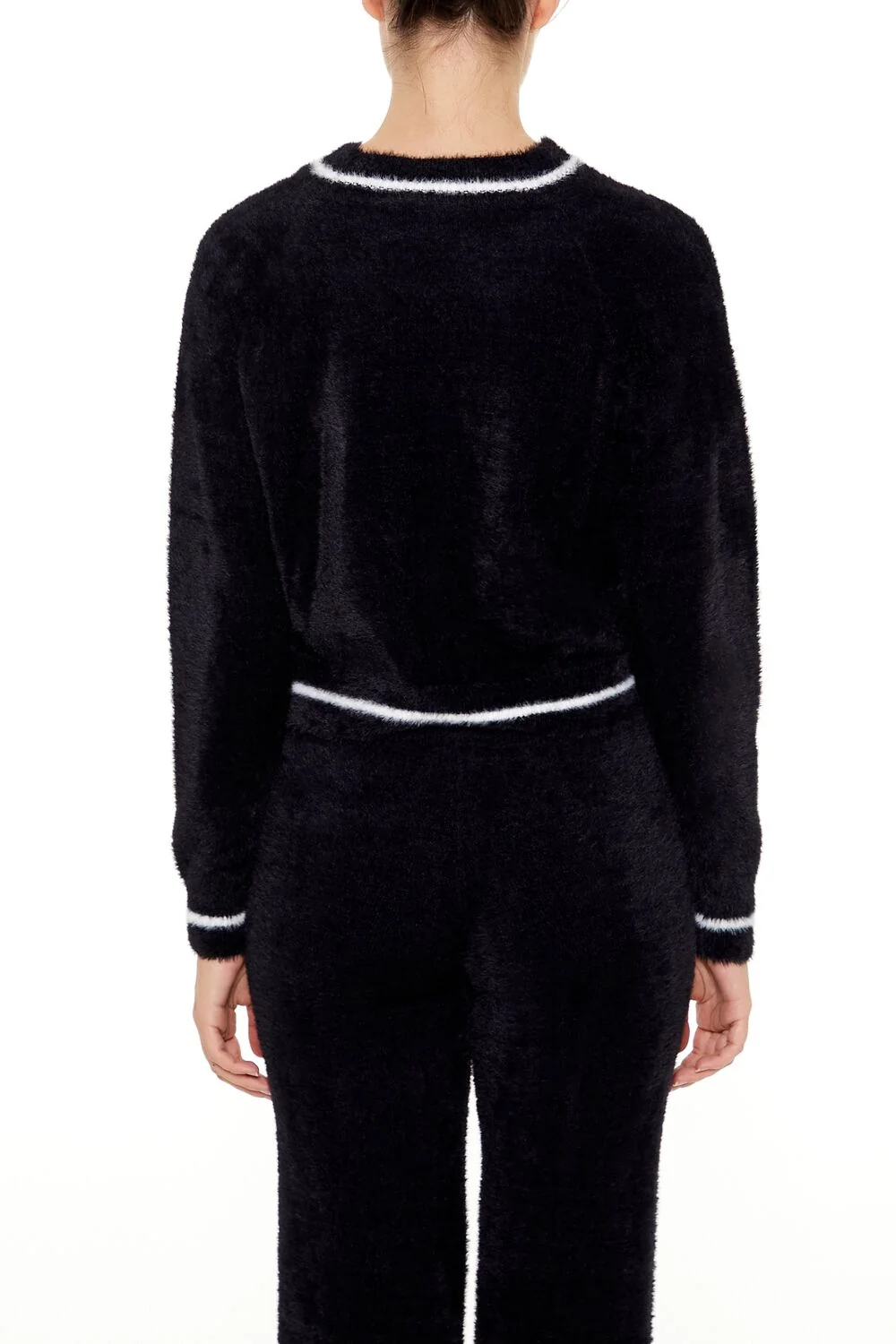Two-Tone Fuzzy Knit Sweater