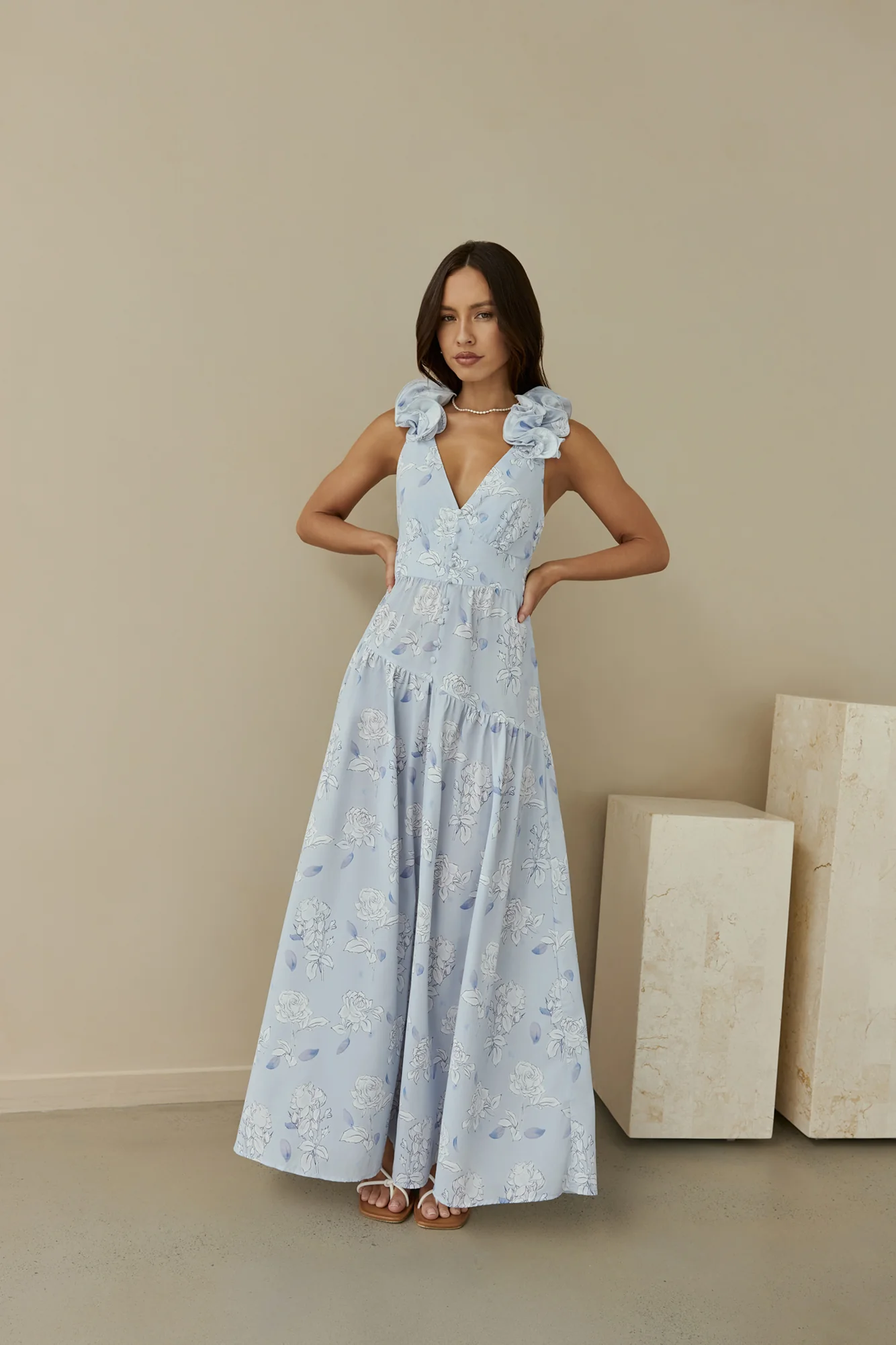 Pretty Smile Maxi Dress Blue - luluinthesky