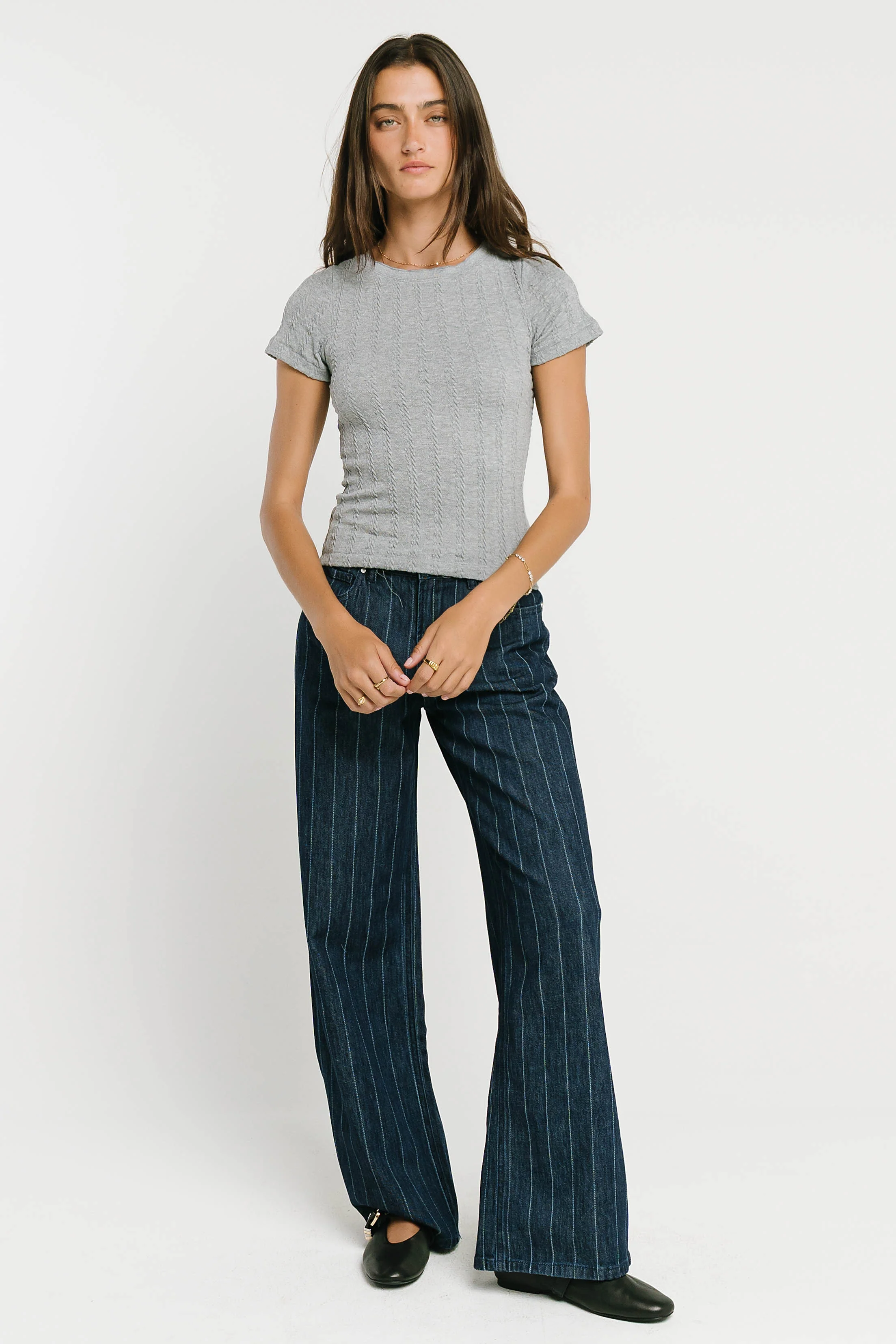 Merritt Texture Top in Grey