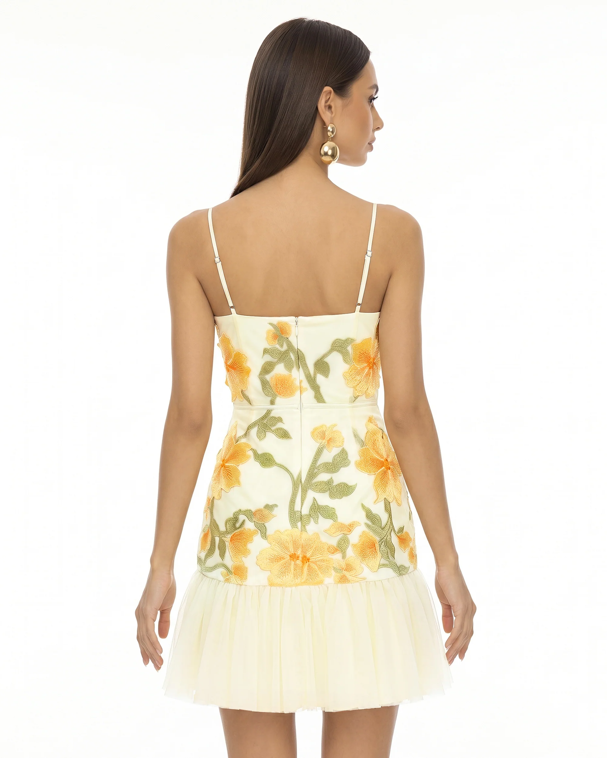 Floral Sling Mini Dress - Marigold - FASHION NOB