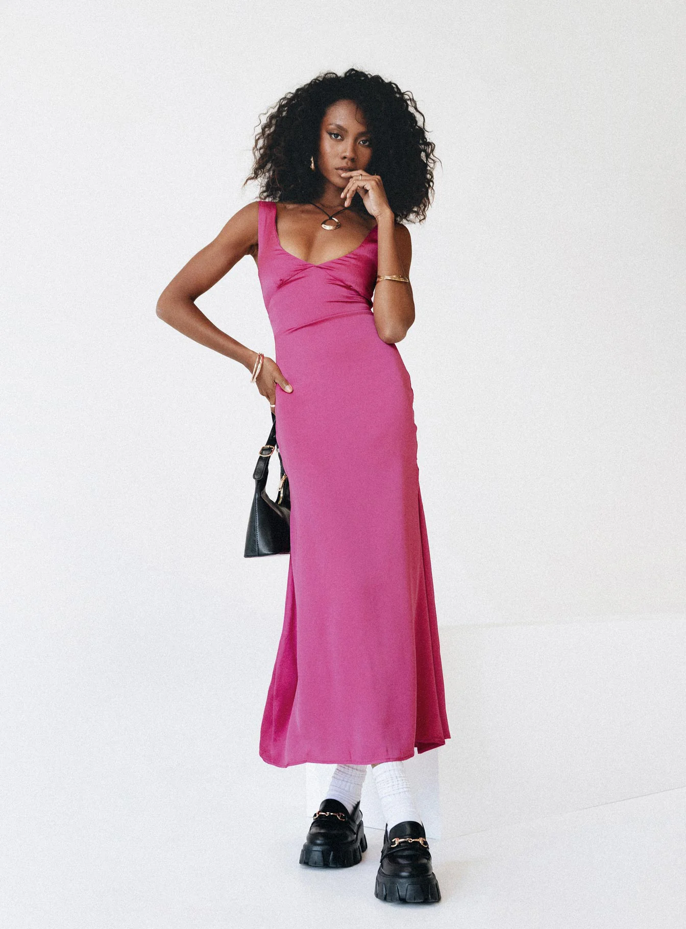 Lynsey Midi Dress Fuchsia