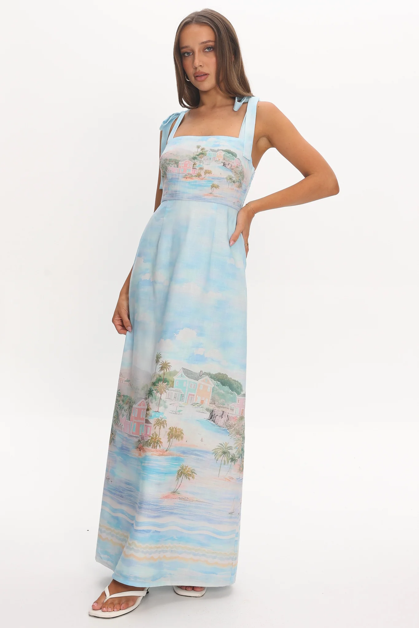 Cove Hideaway Tie Strap Maxi Dress Blue