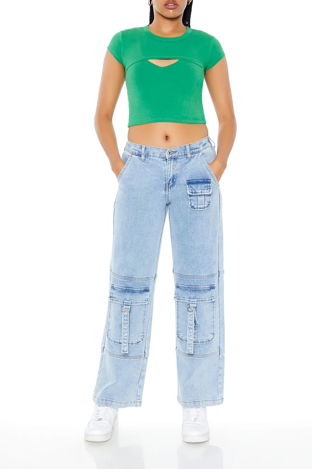 Layered Cutout Cropped Tee