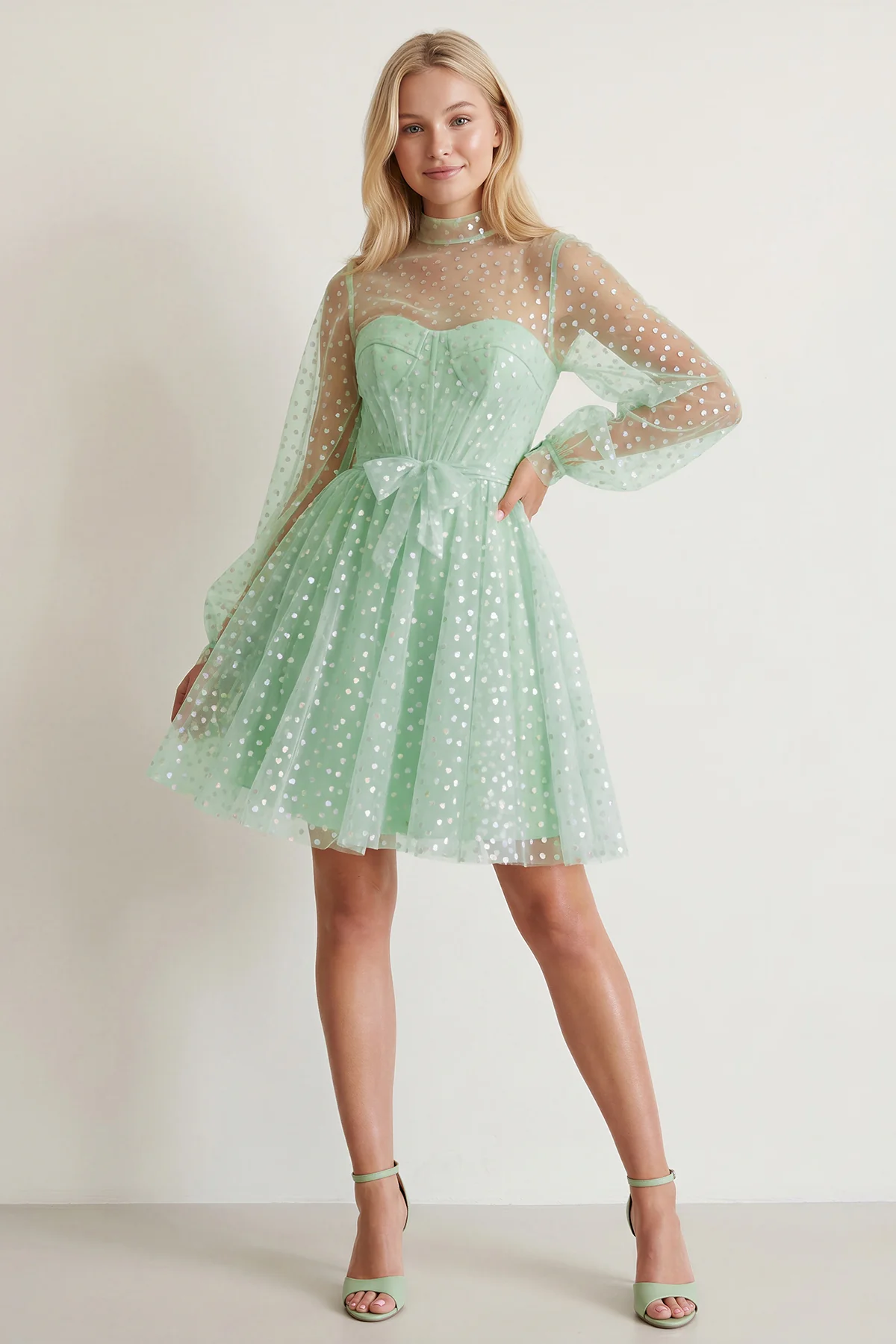 A-Line Corset Homecoming Dress with Sleeves