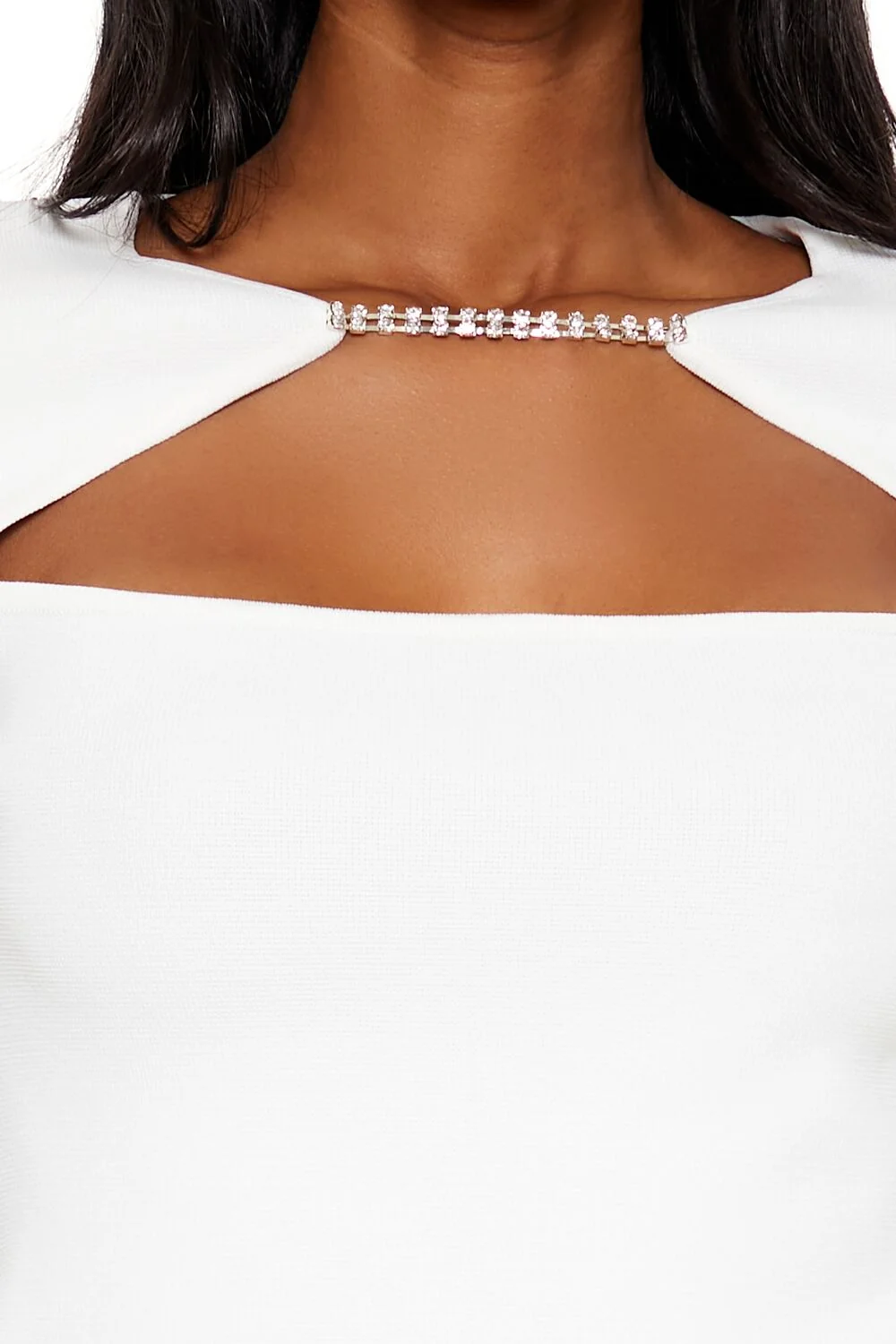 Faux Gem Cutout Sweater