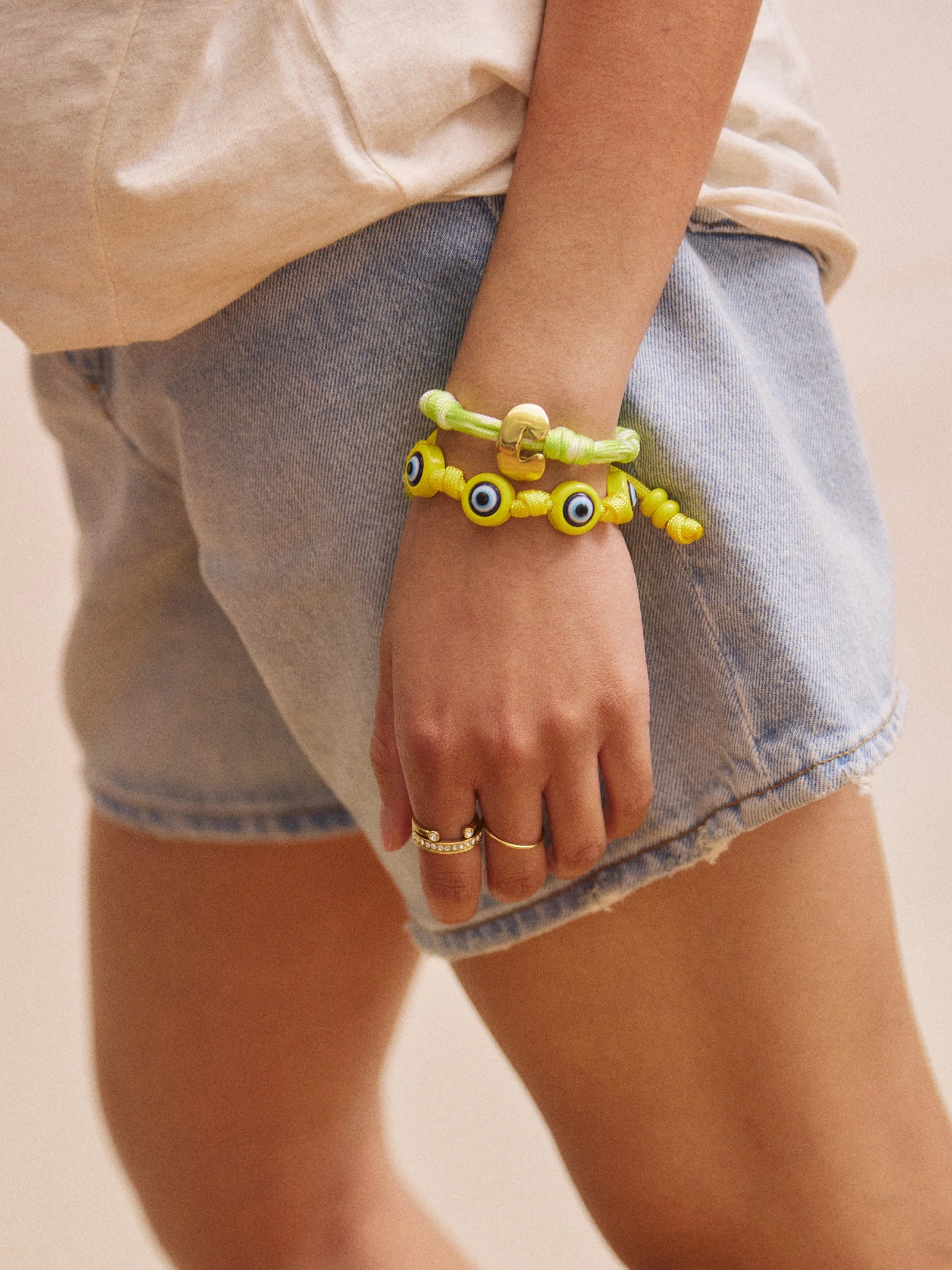 Knotty Good Eye Cord Bracelet  - Yellow