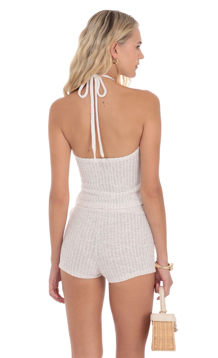 Crochet Rosette Shorts in White