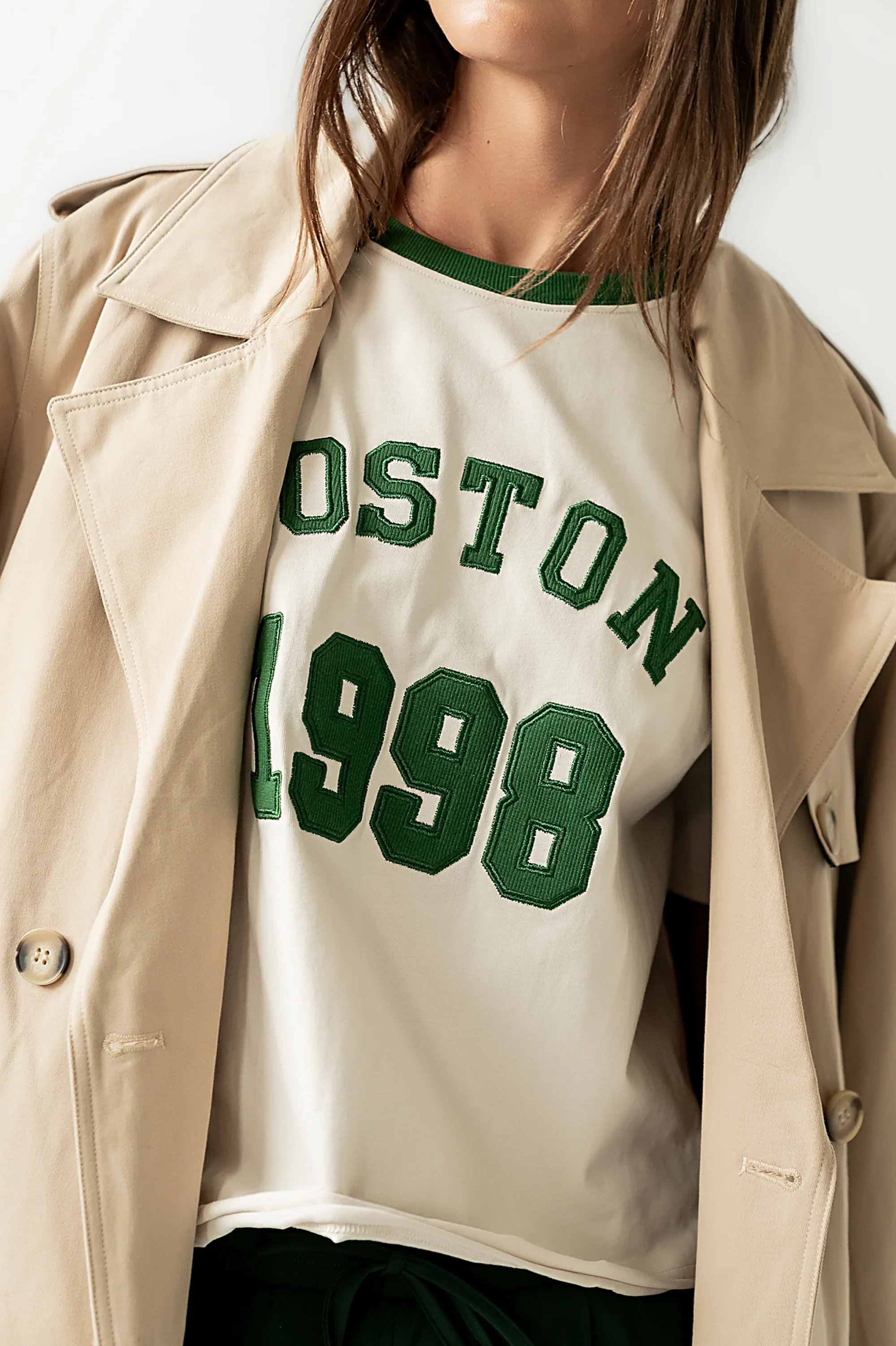 Boston Oversized Graphic Tee in Green