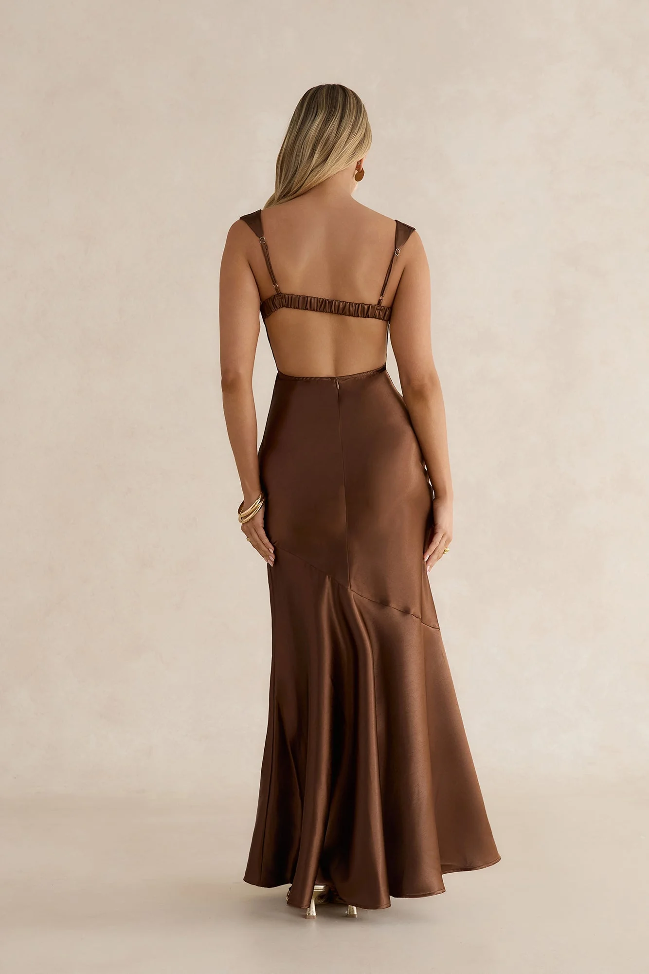 Wish From An Angel Satin Maxi Dress Brown