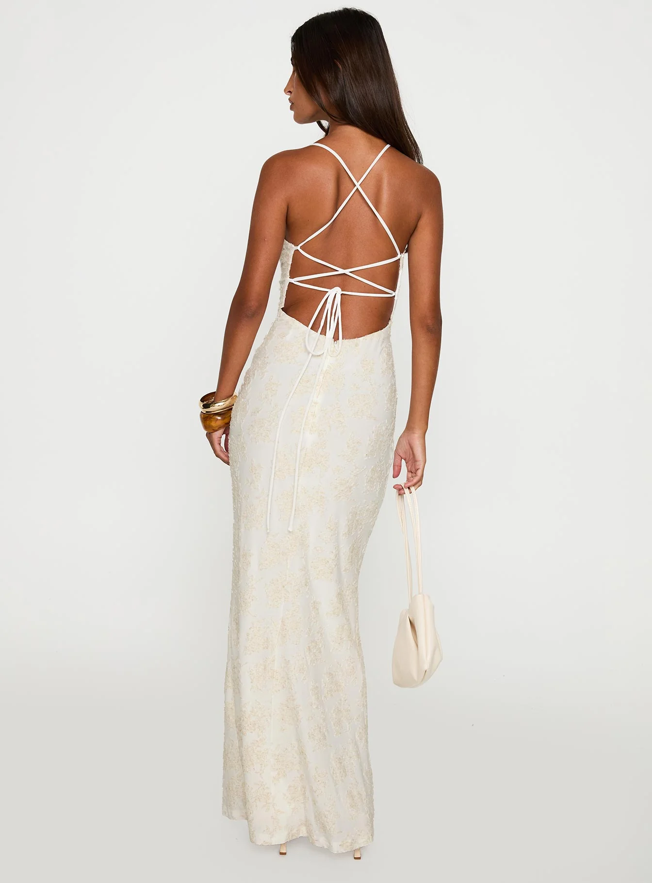 Starcrossed Halter Maxi Dress Cream - luluinthesky