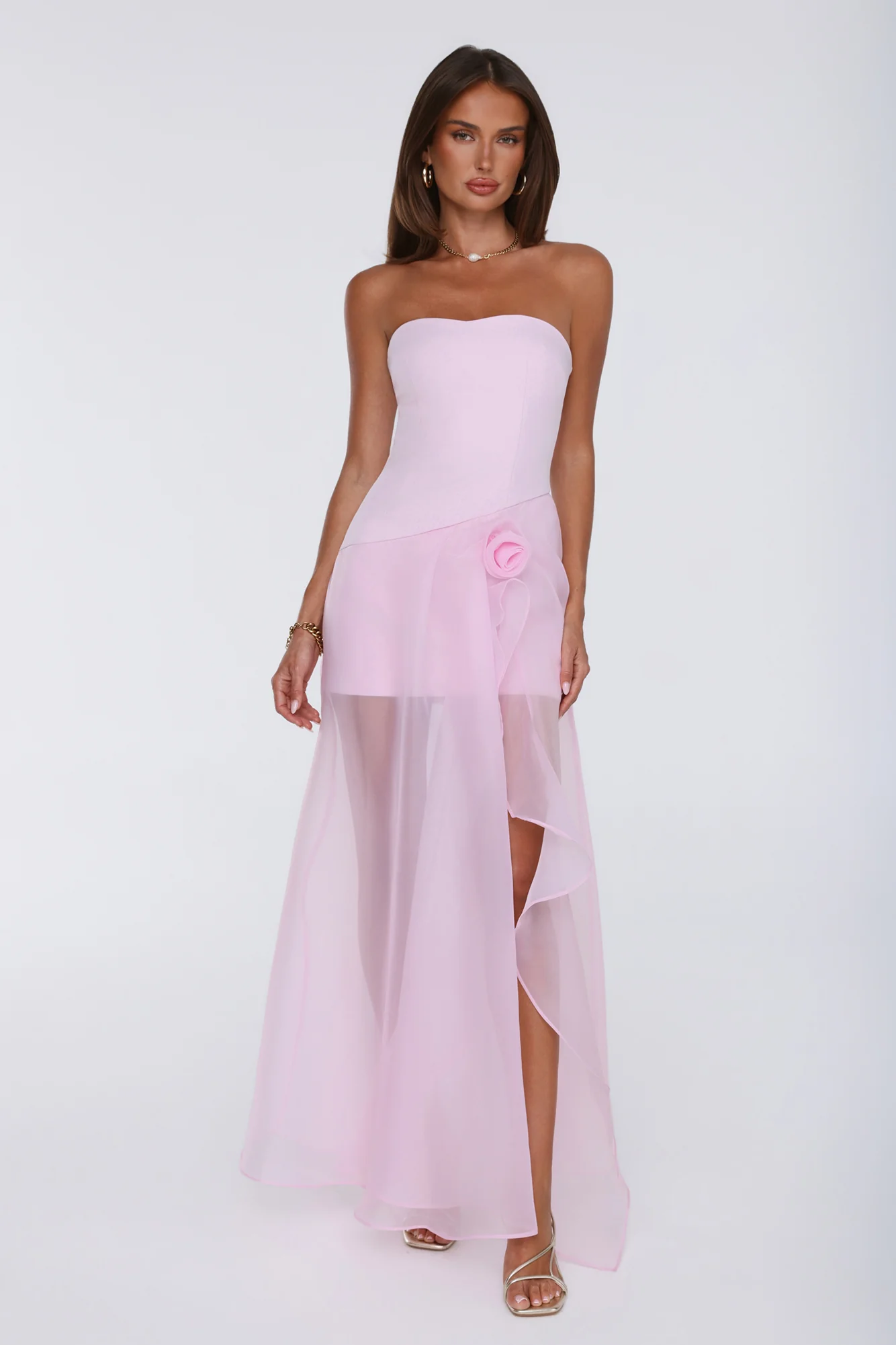 Romantic Everything Strapless Maxi Dress Pink