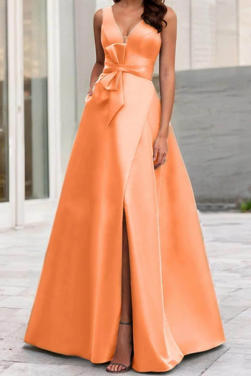 A Line V Neck Sleeveless Mother Of The Bride Dresses CM0341