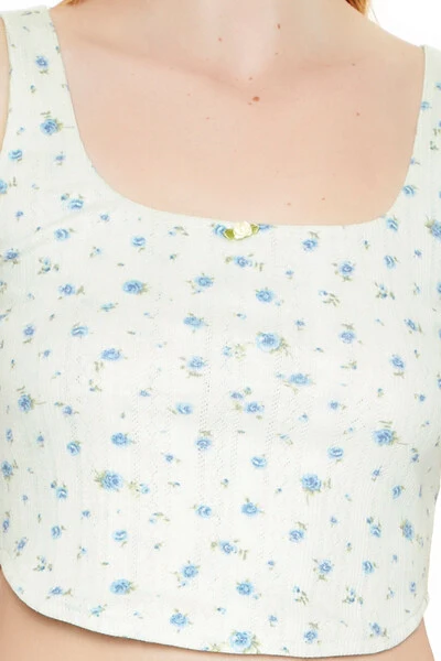 Cropped Floral Print Tank Top