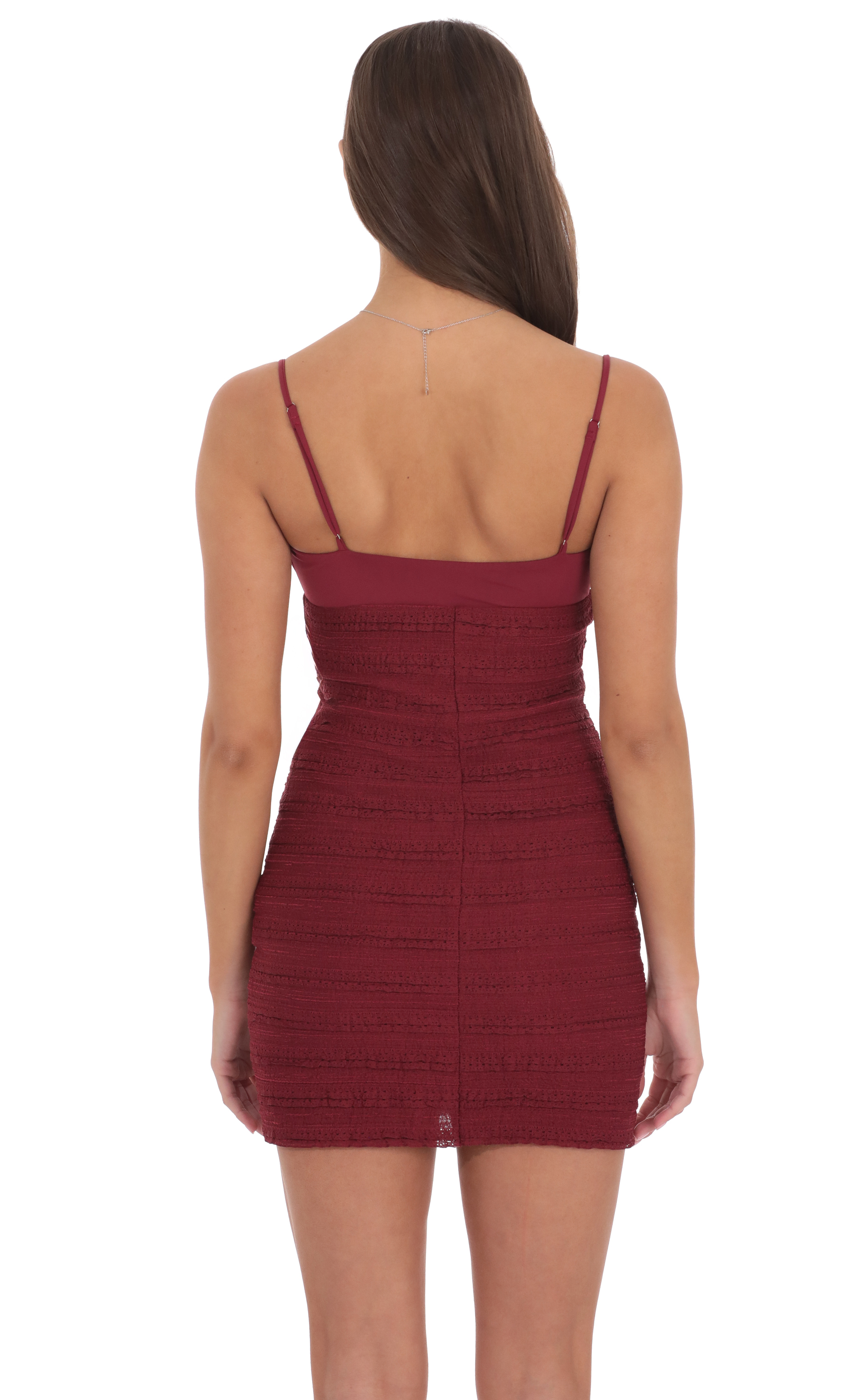 Crinkle Bodycon Dress in Burgundy - luluinthesky