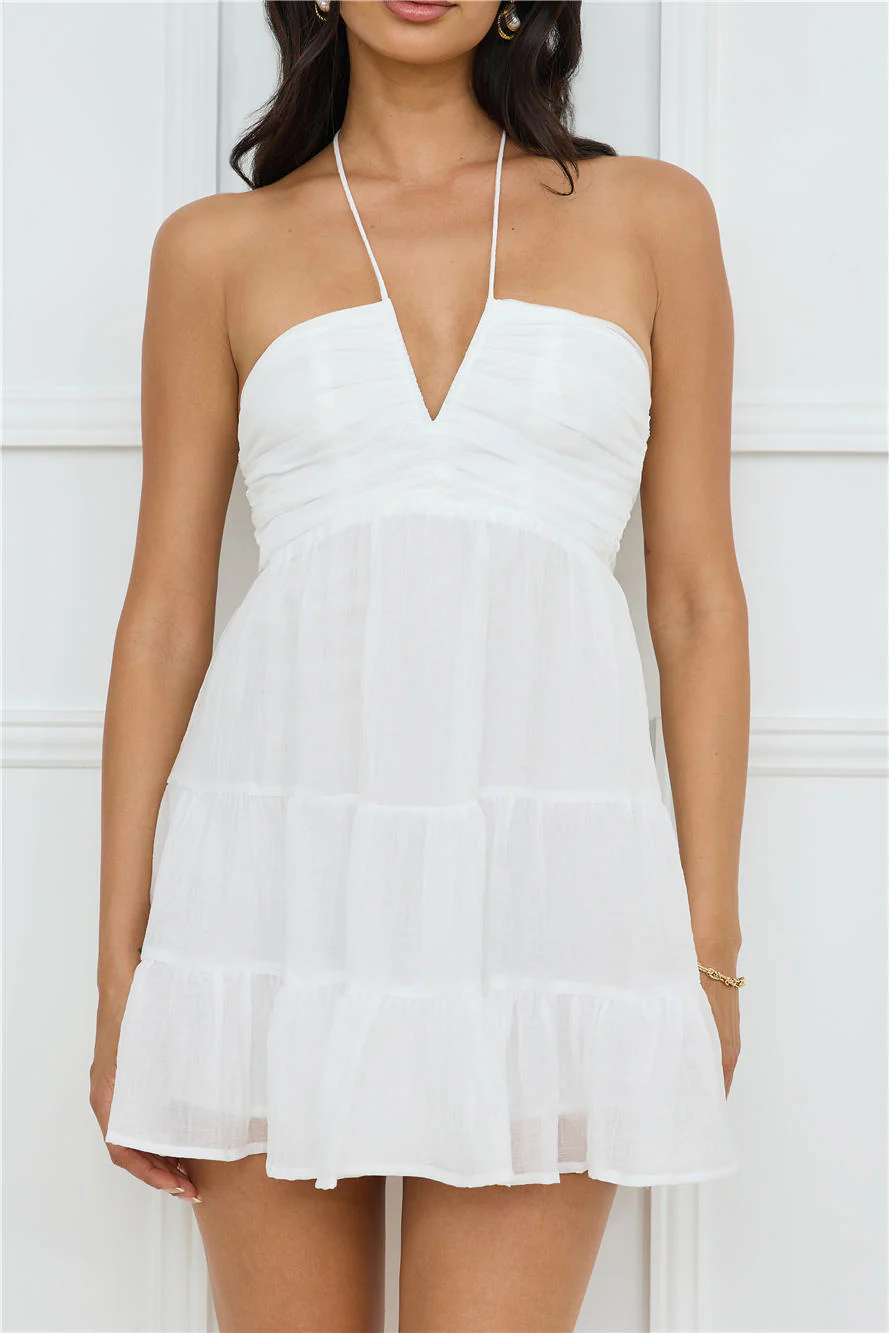 Styled For Sunsets Halter Mini Dress White