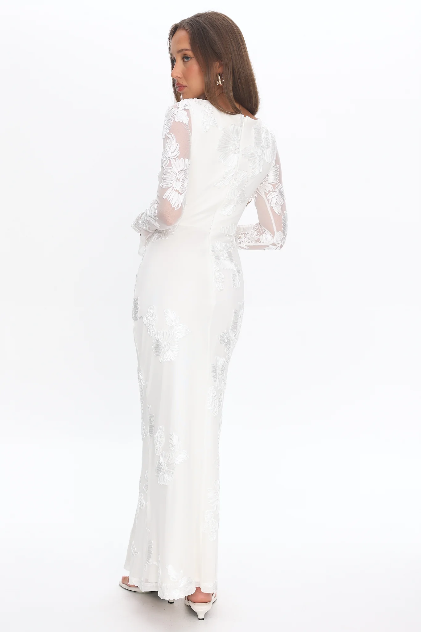 Helsi Long Sleeve Embellished Maxi Dress White