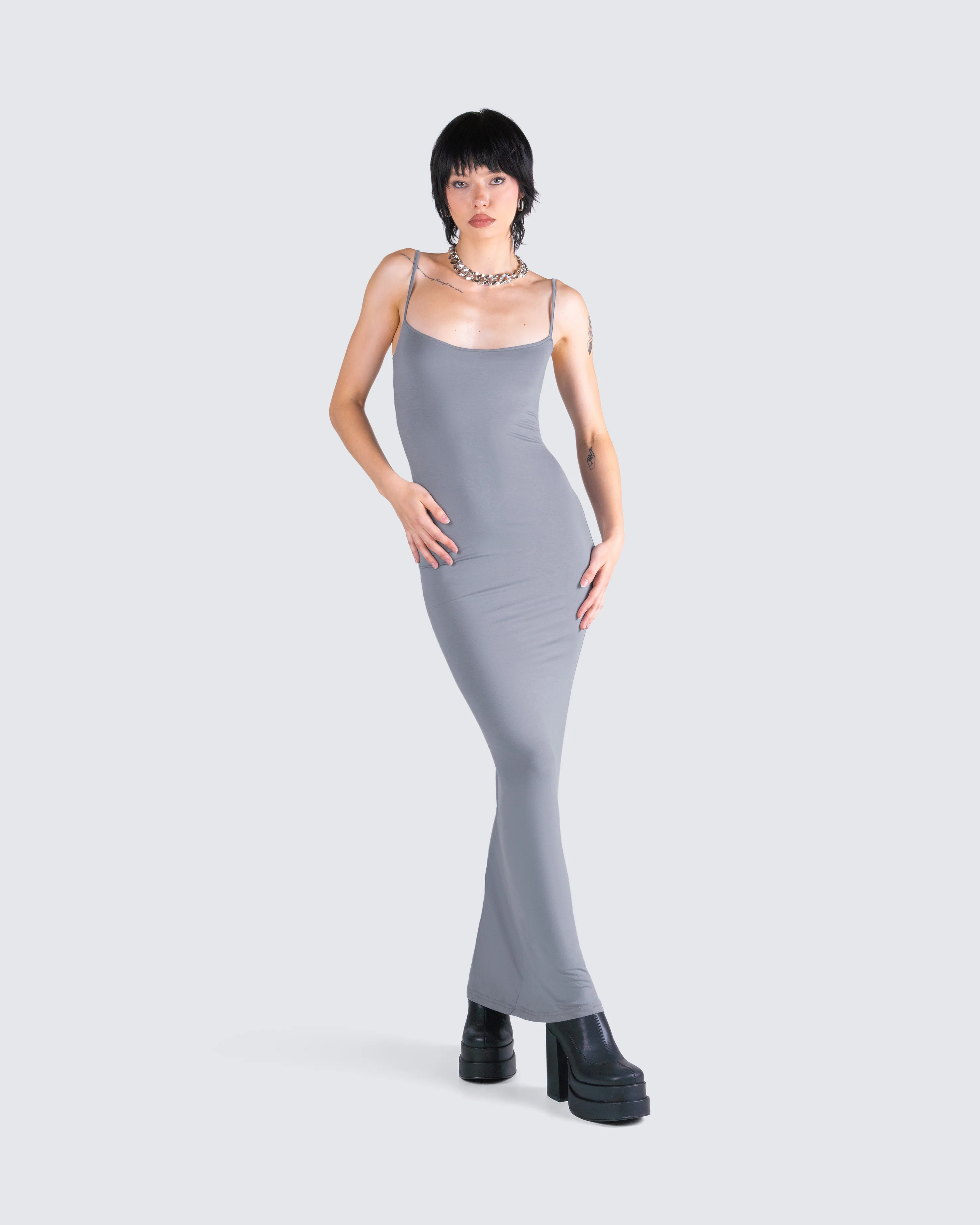 Lilibet Grey Maxi Dress