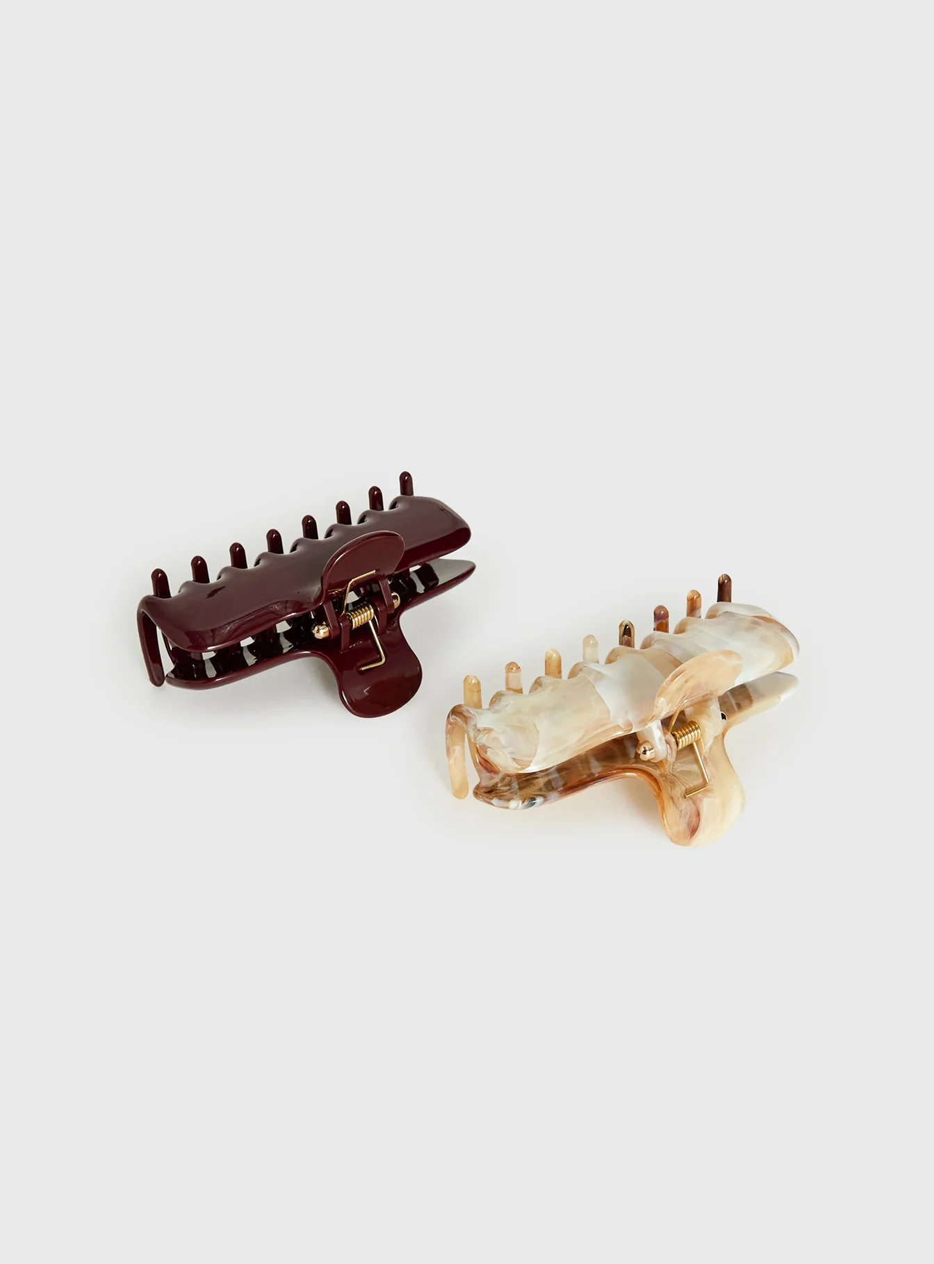 Rhen Claw Clip Pack Burgundy / Cream - FASHION NOB