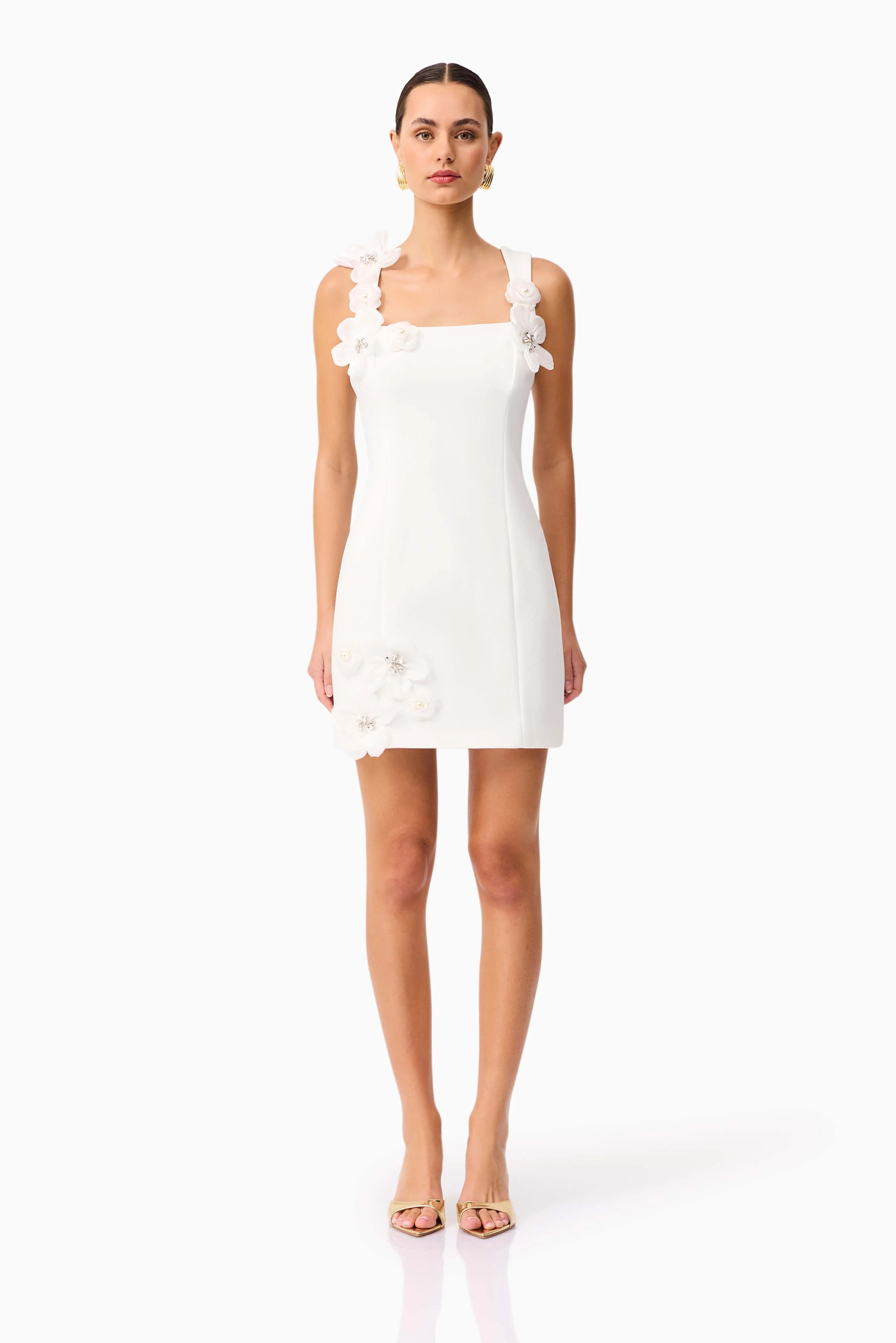 Chantelle Floral Mini Dress in White