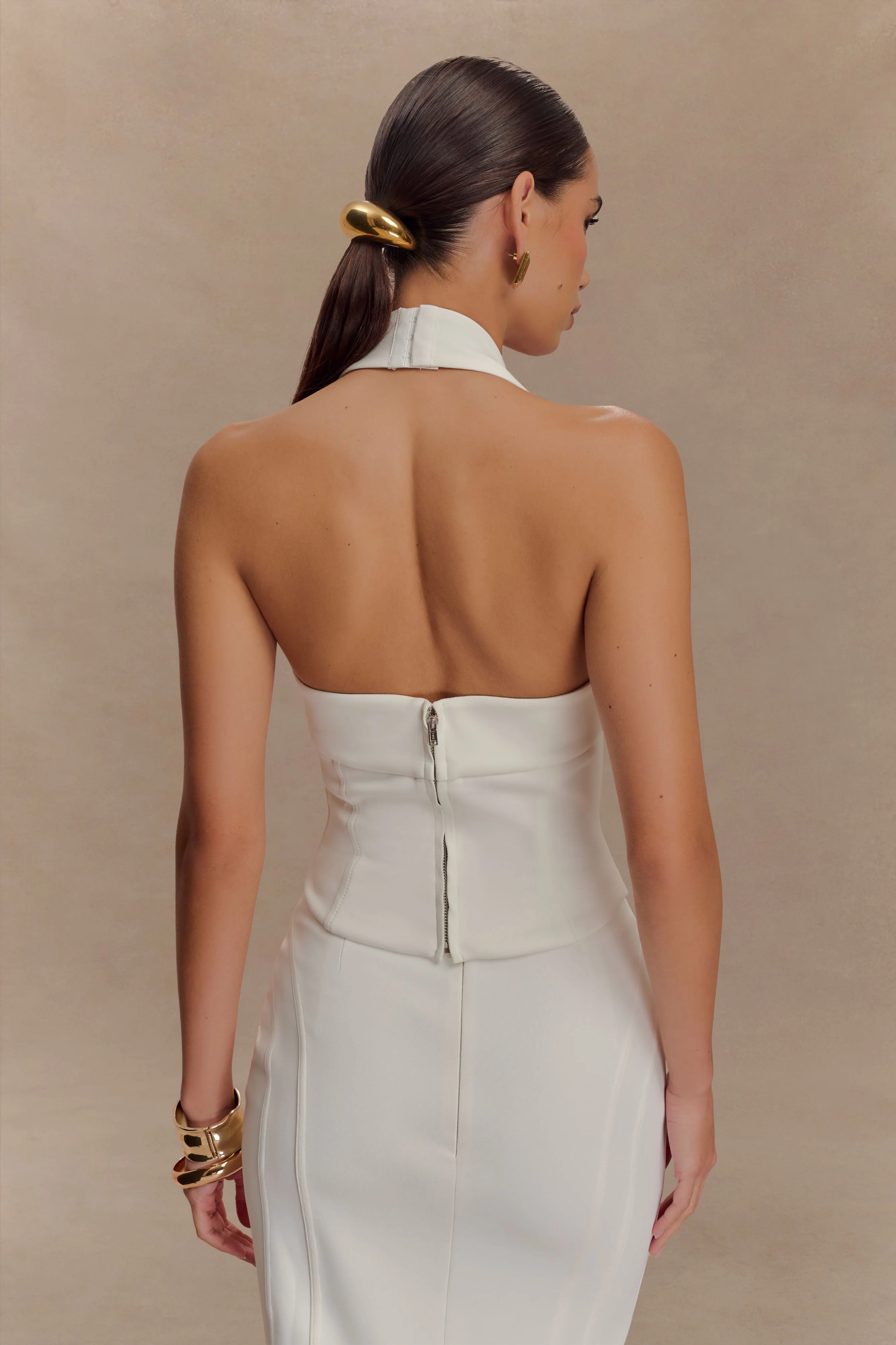 Meadow Corset Halter Top - White