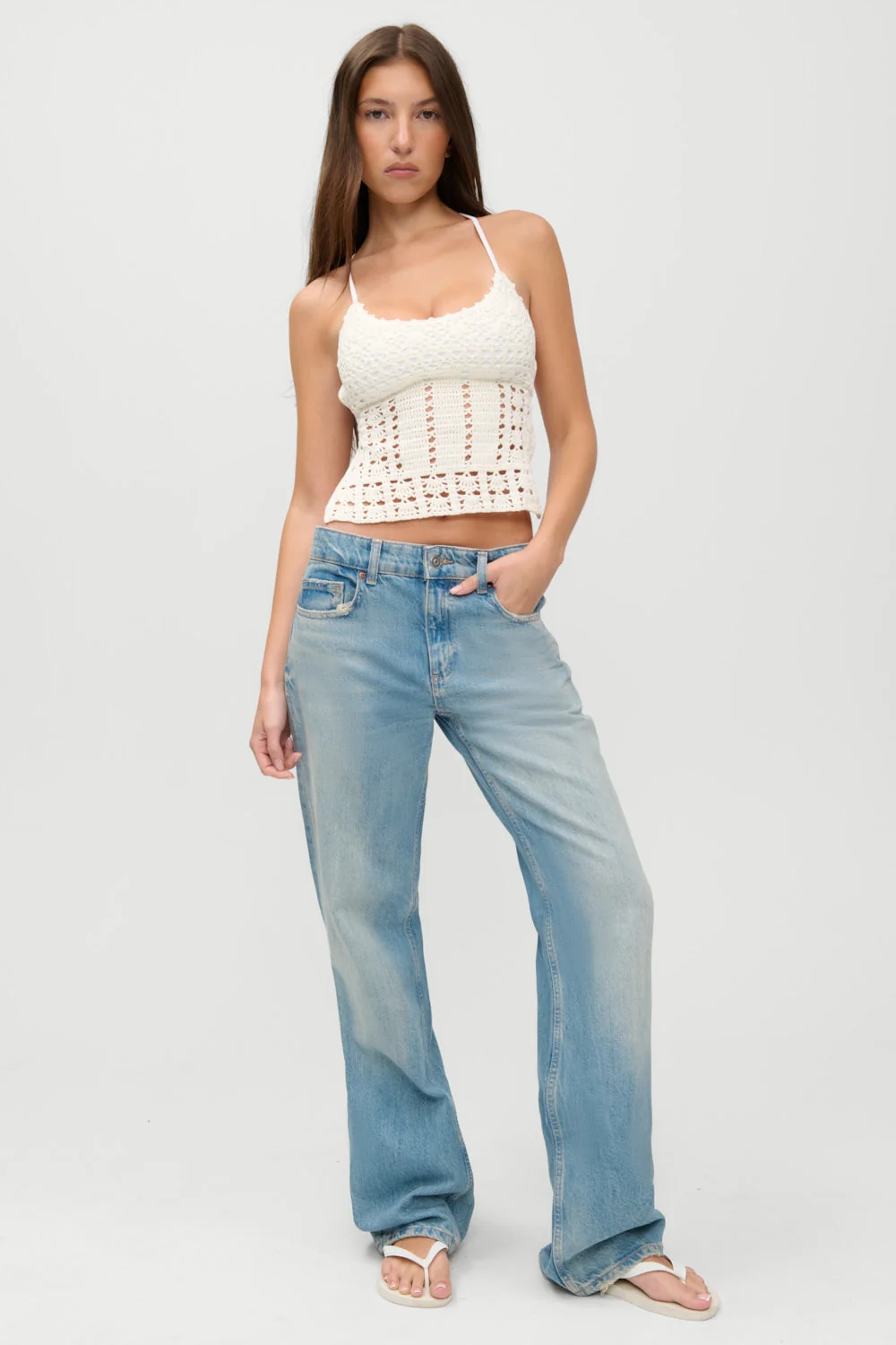 x JENNIE Nari Crochet Tankini - Ivory Crochet