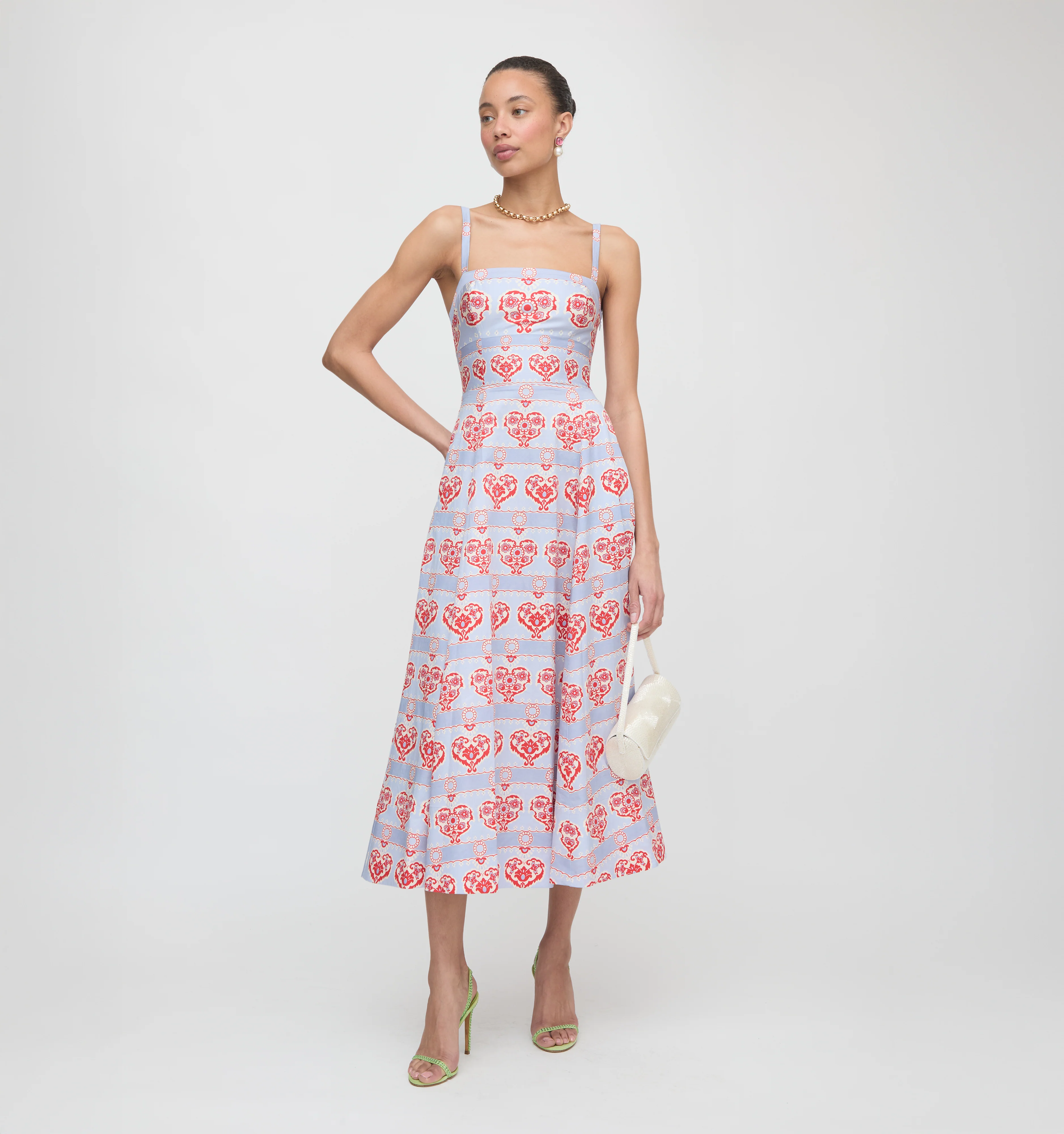 The Margot Dress - Poppy Damask Stripe