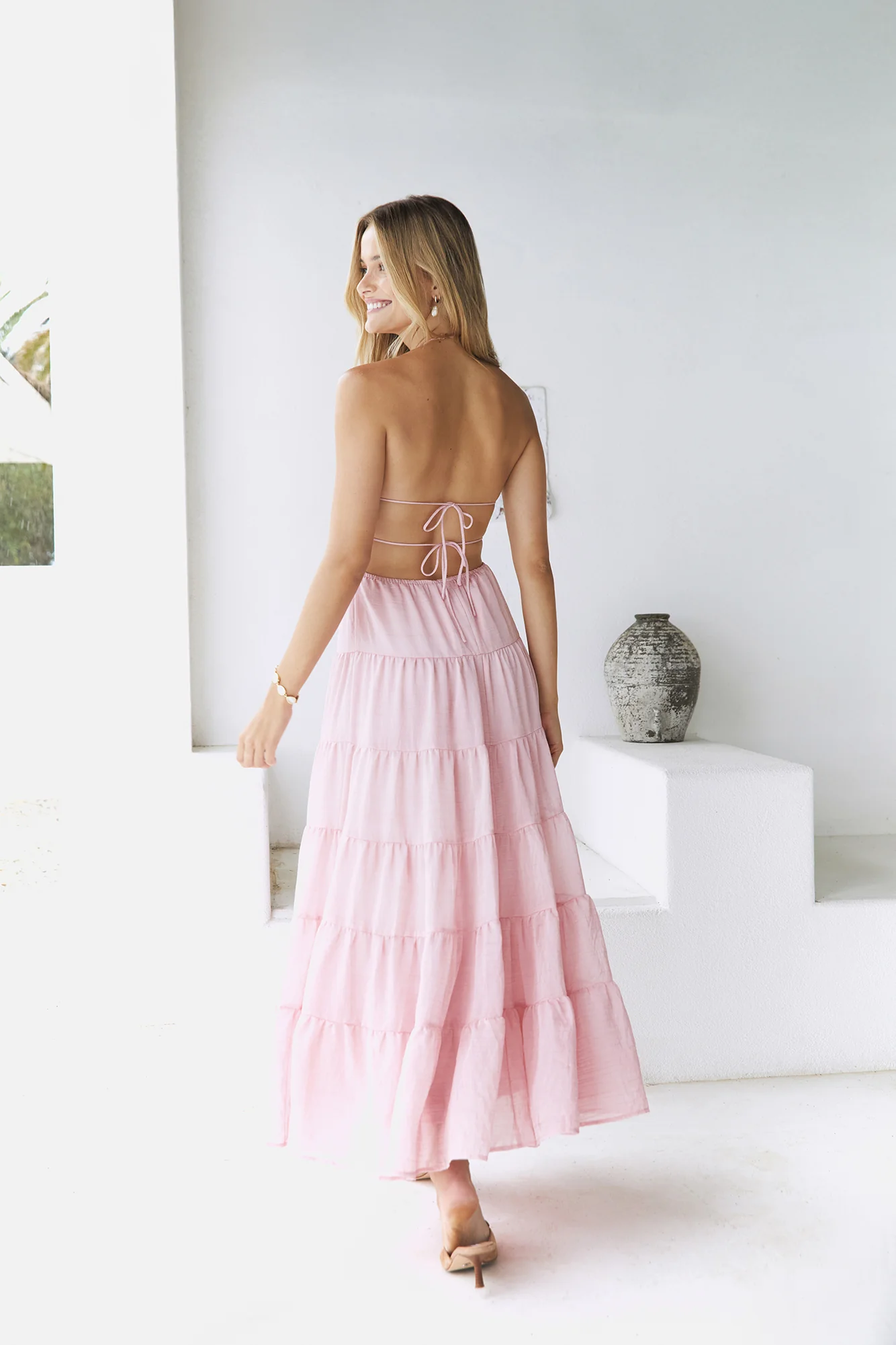 Renaissance Art Maxi Dress Pink