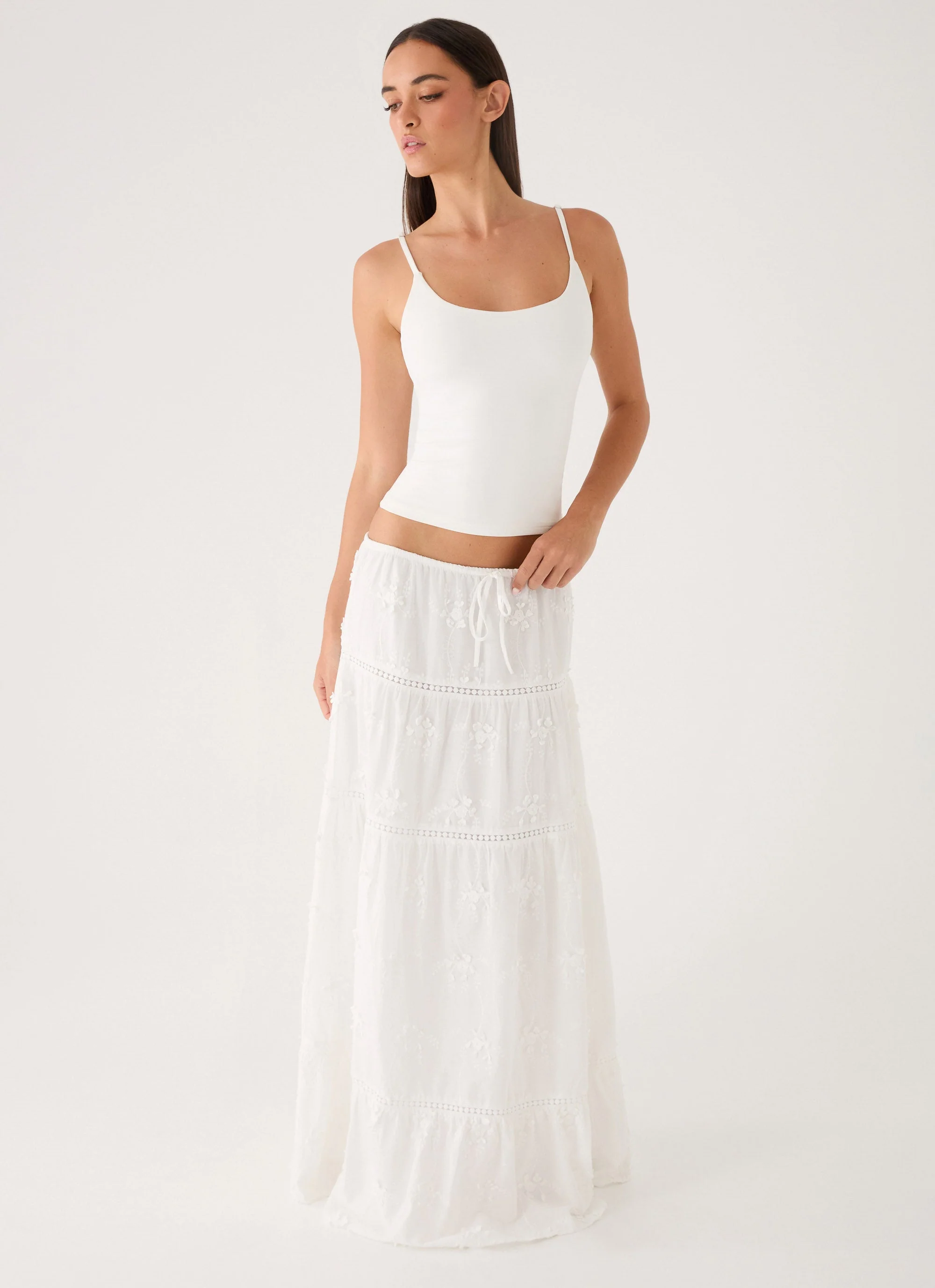 Yours To Keep Maxi Skirt - White - luluinthesky