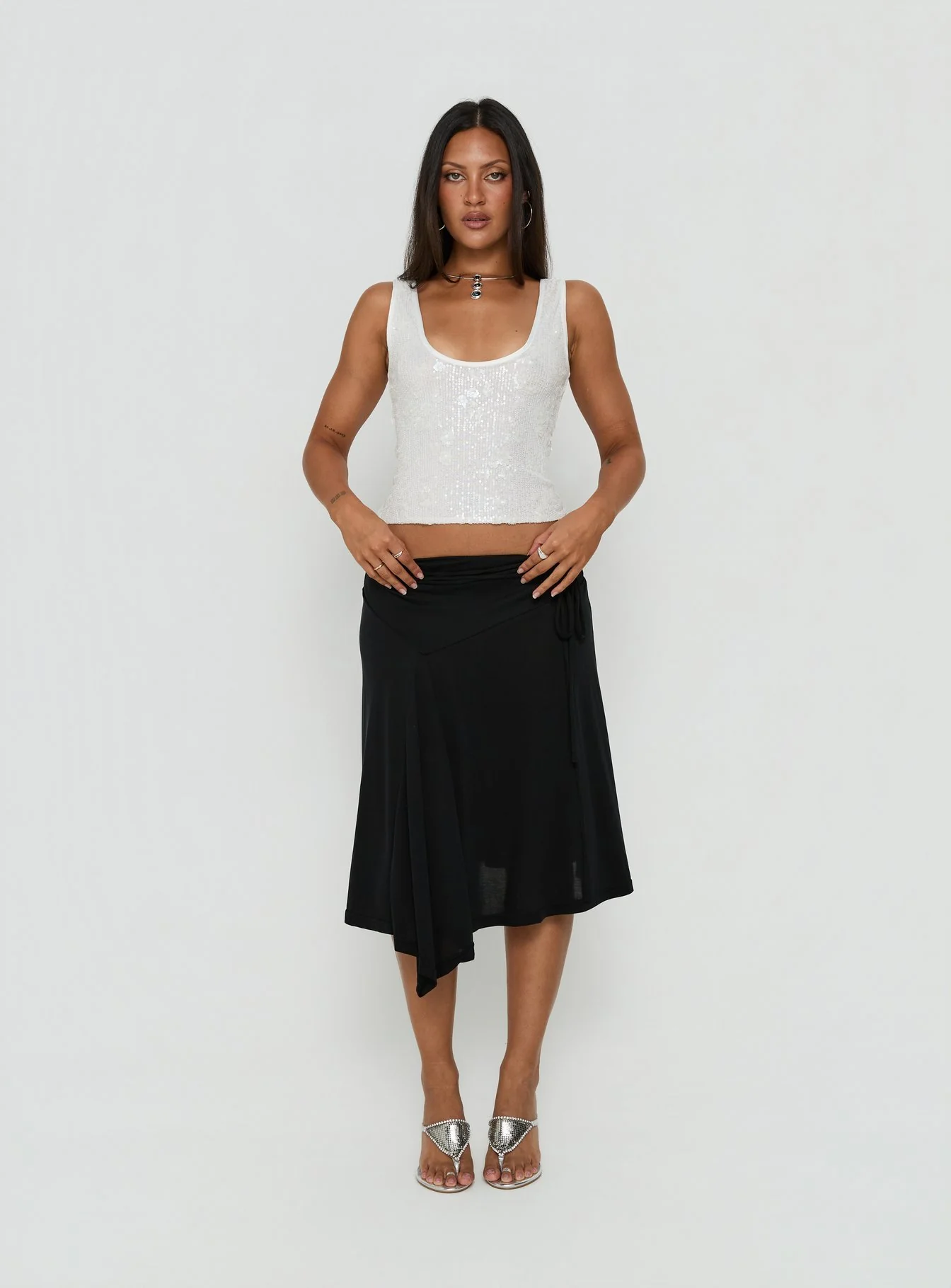 Anova Sequin Tank Top White