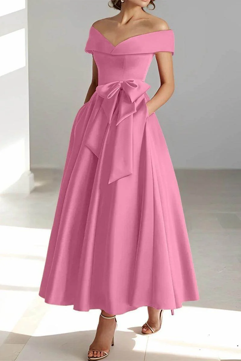 Off The Shoulder Sleeveless Ankle Length Mother Dresses CM0332