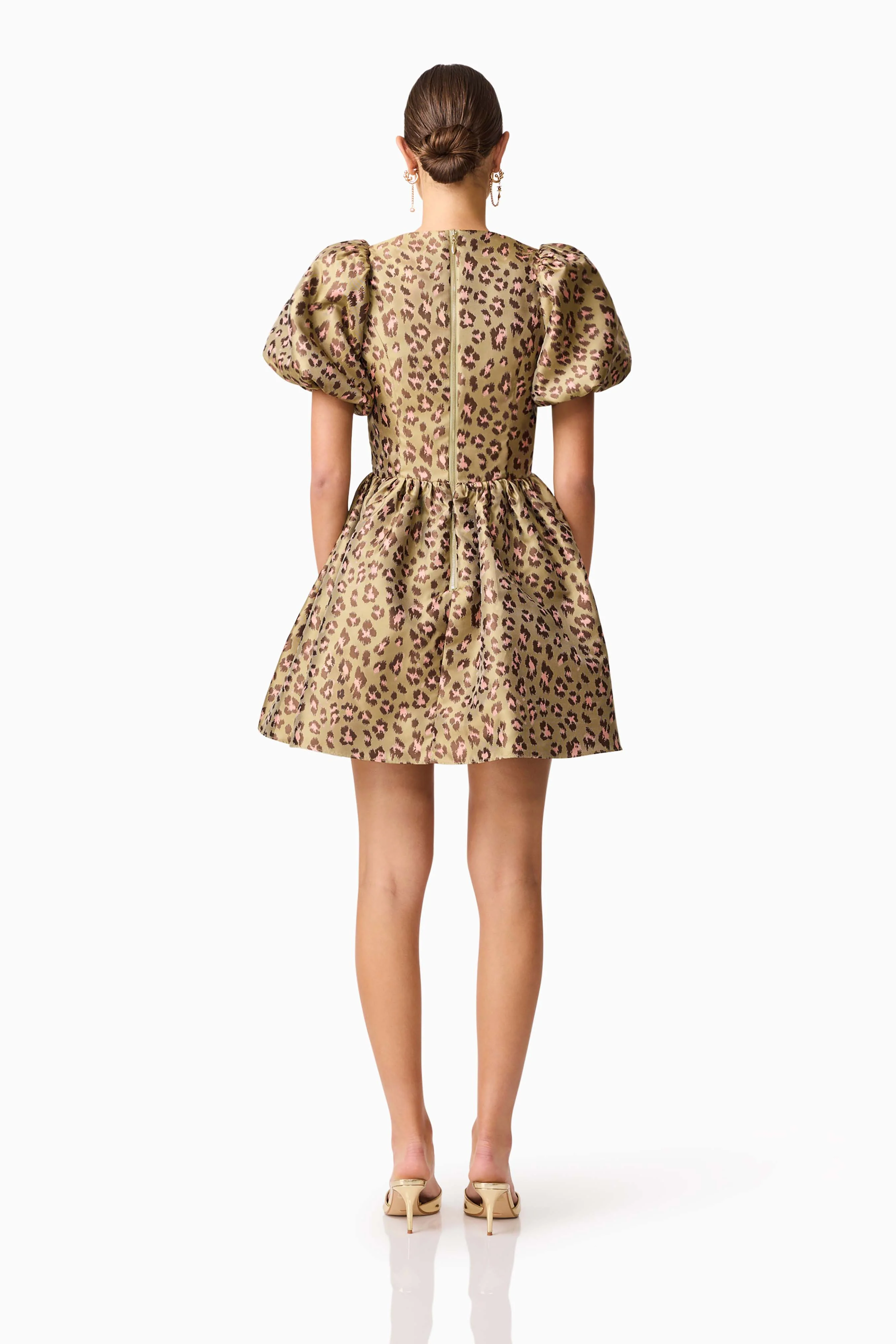 Elara Romper Mini Dress in Leopard Print