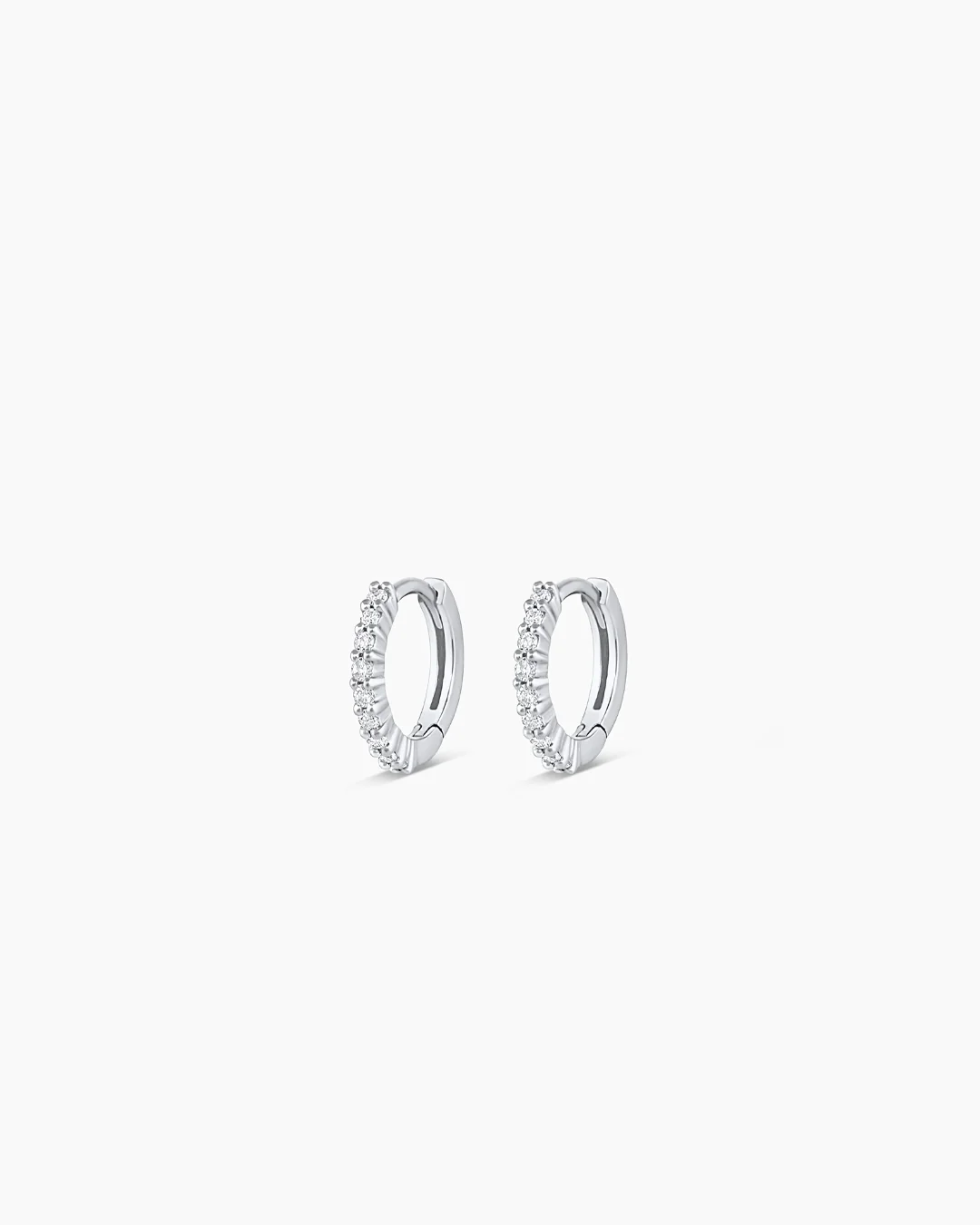 14K White Gold Diamond Pavé Huggies