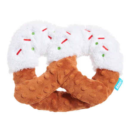 White Christmas Pretzel Plush Tug Dog Toy