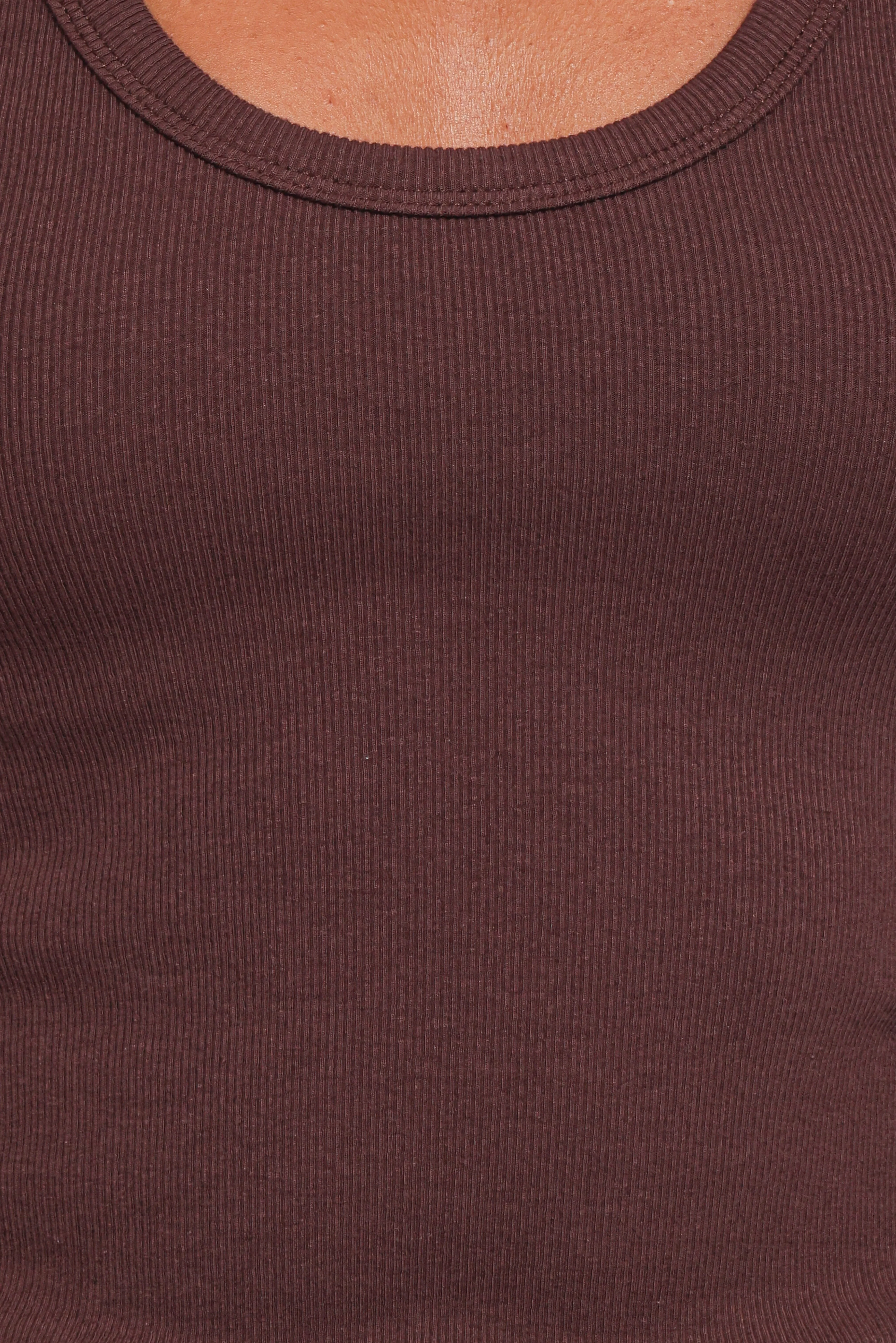 Miles Racerback Rib Knit Tank Top - Espresso