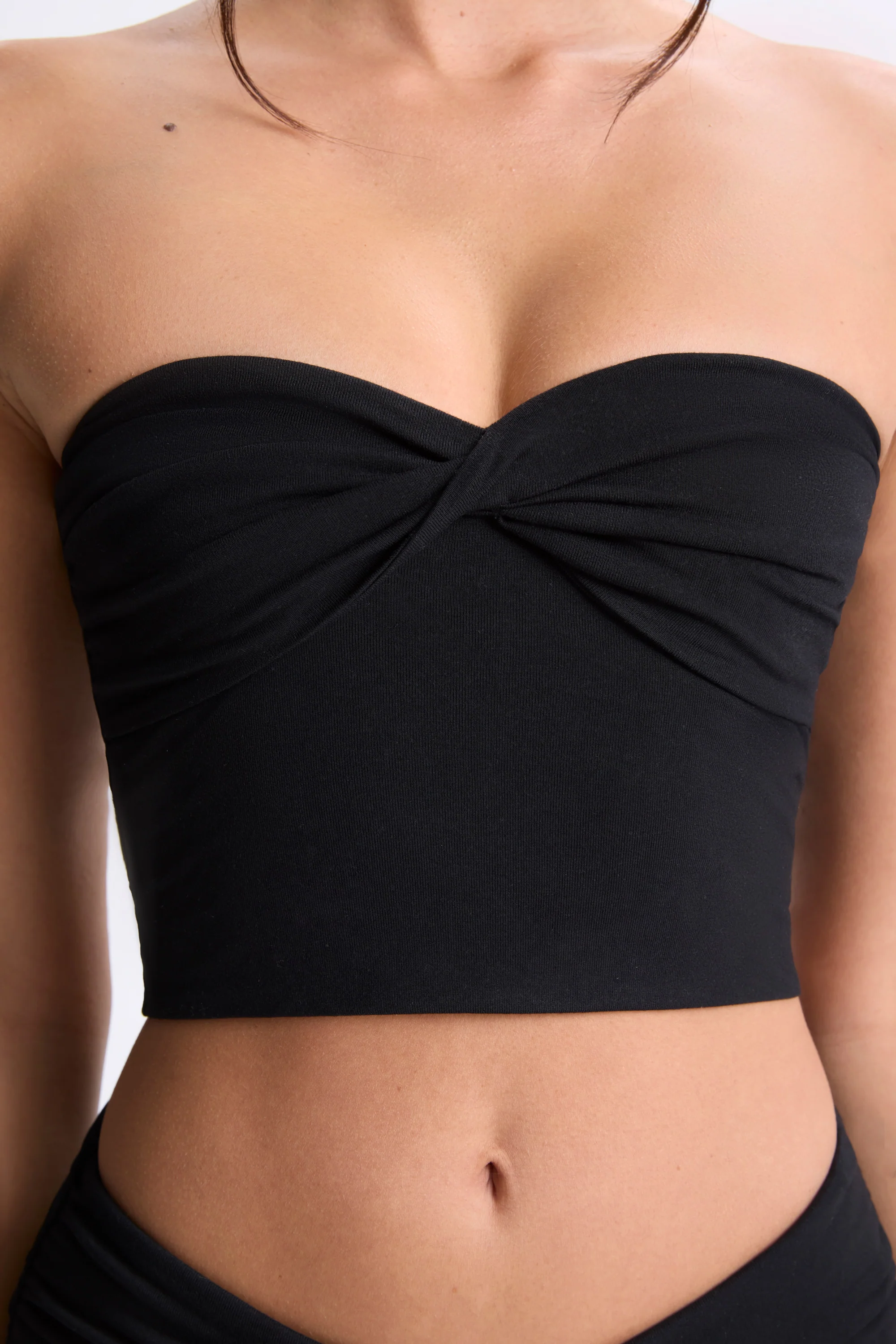 Modal Twist-Front Bandeau Top in Black