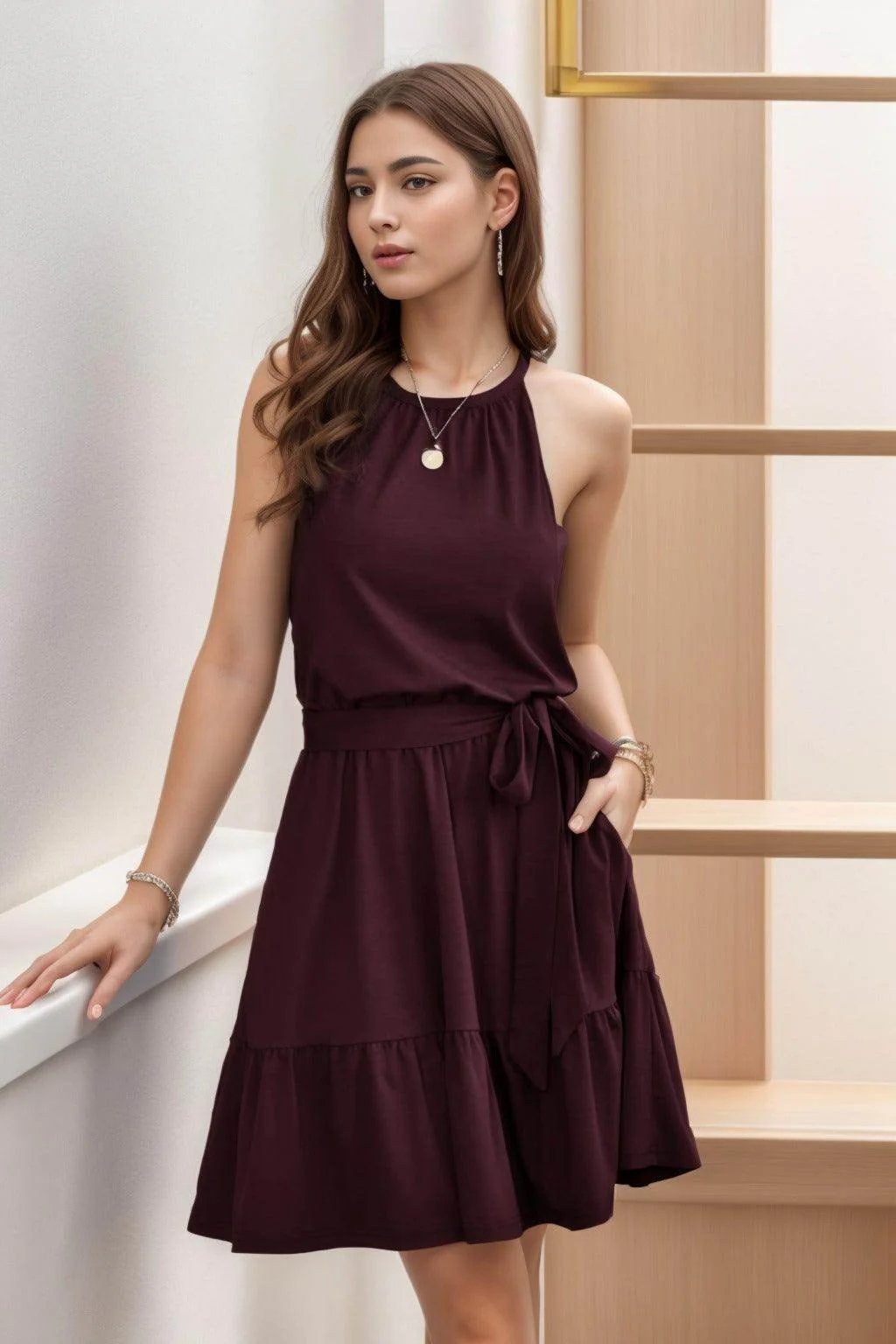 A-Line Knee Length Silk-Like Graduation Dresses CS0552